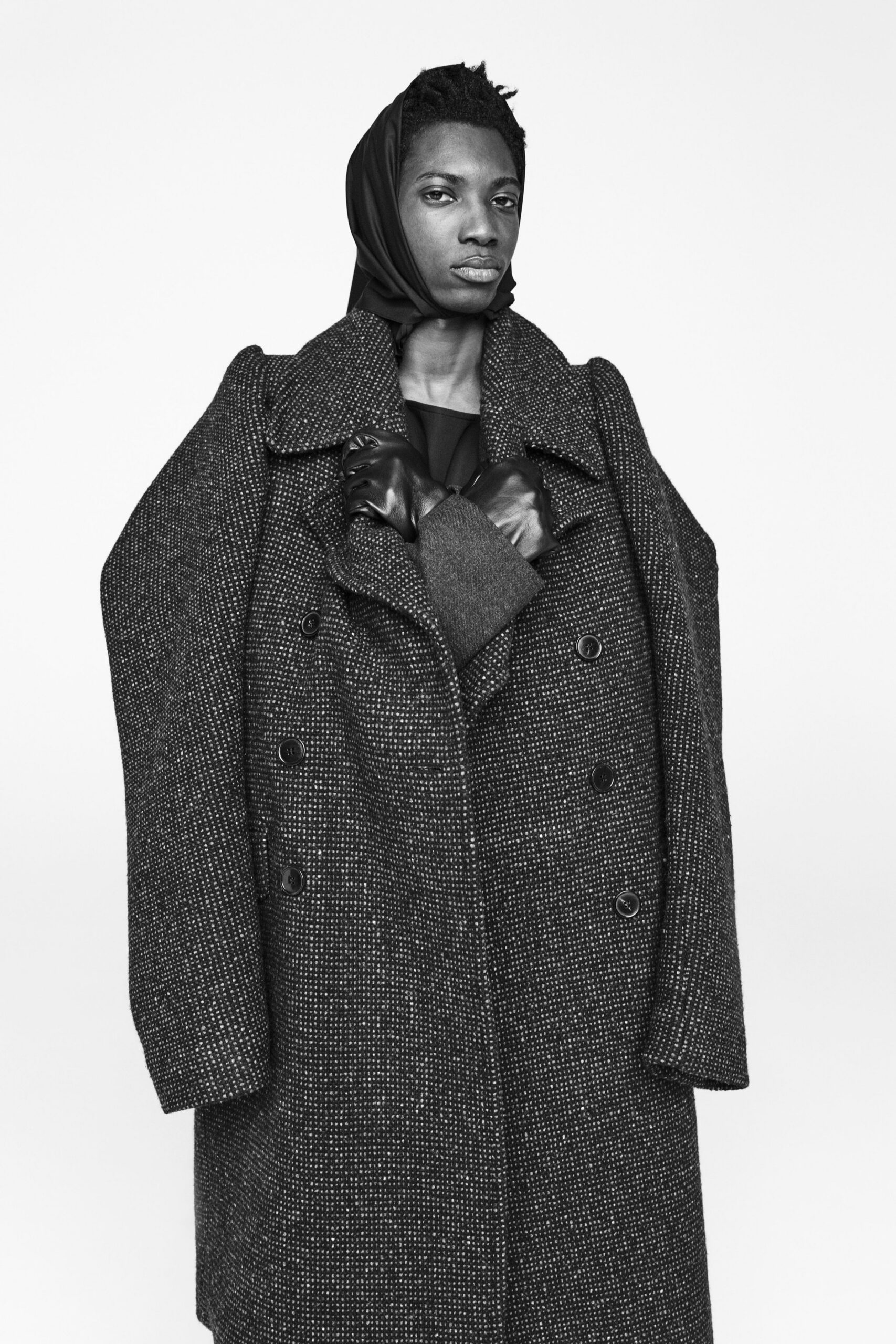 oversized black wool coat