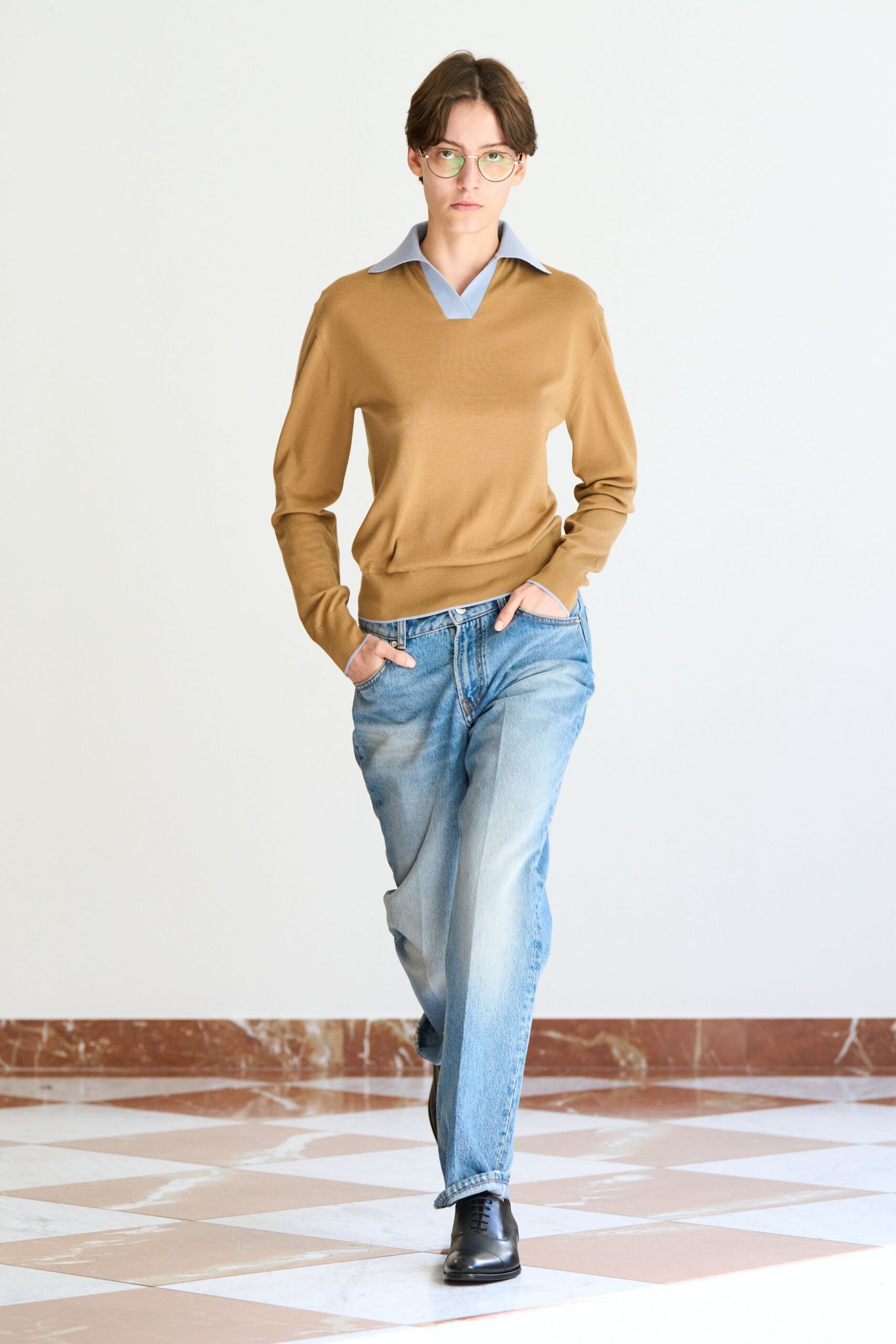 blue denim relaxed distressed jeans