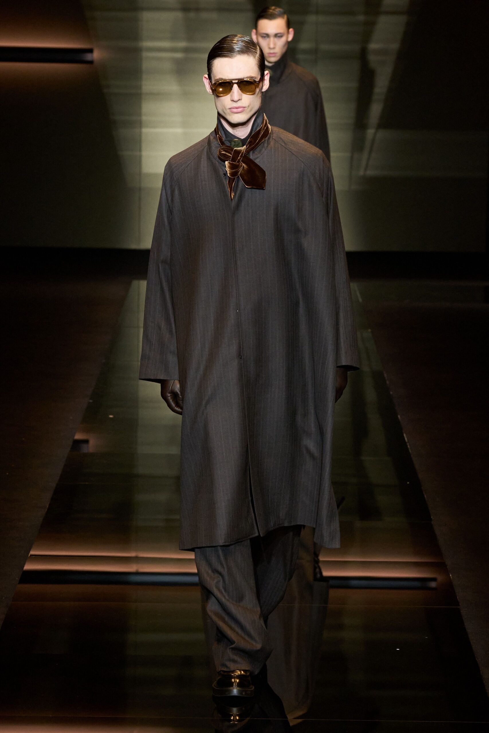 black gray wool coat and pants