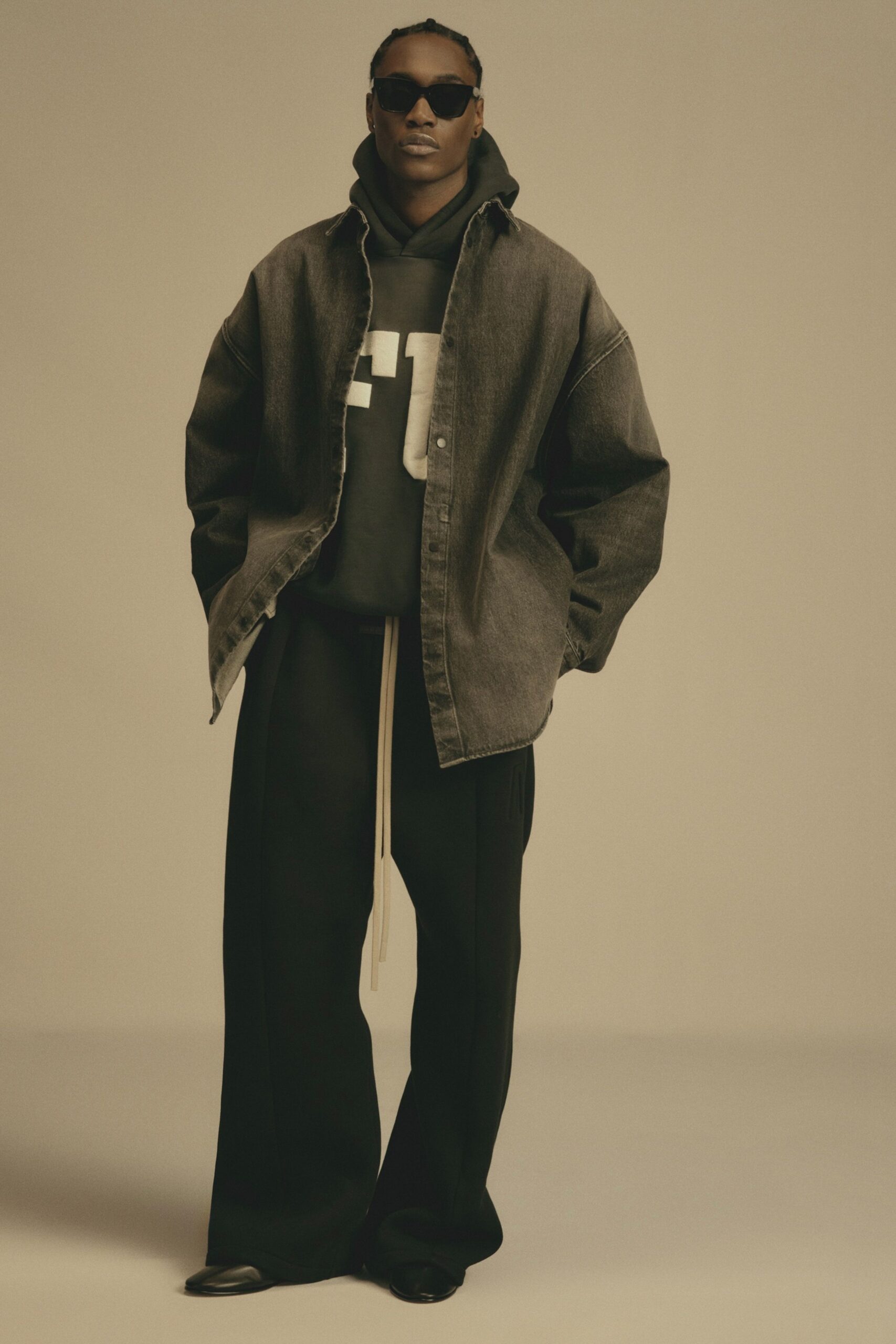 black relaxed denim jacket with hoodie
