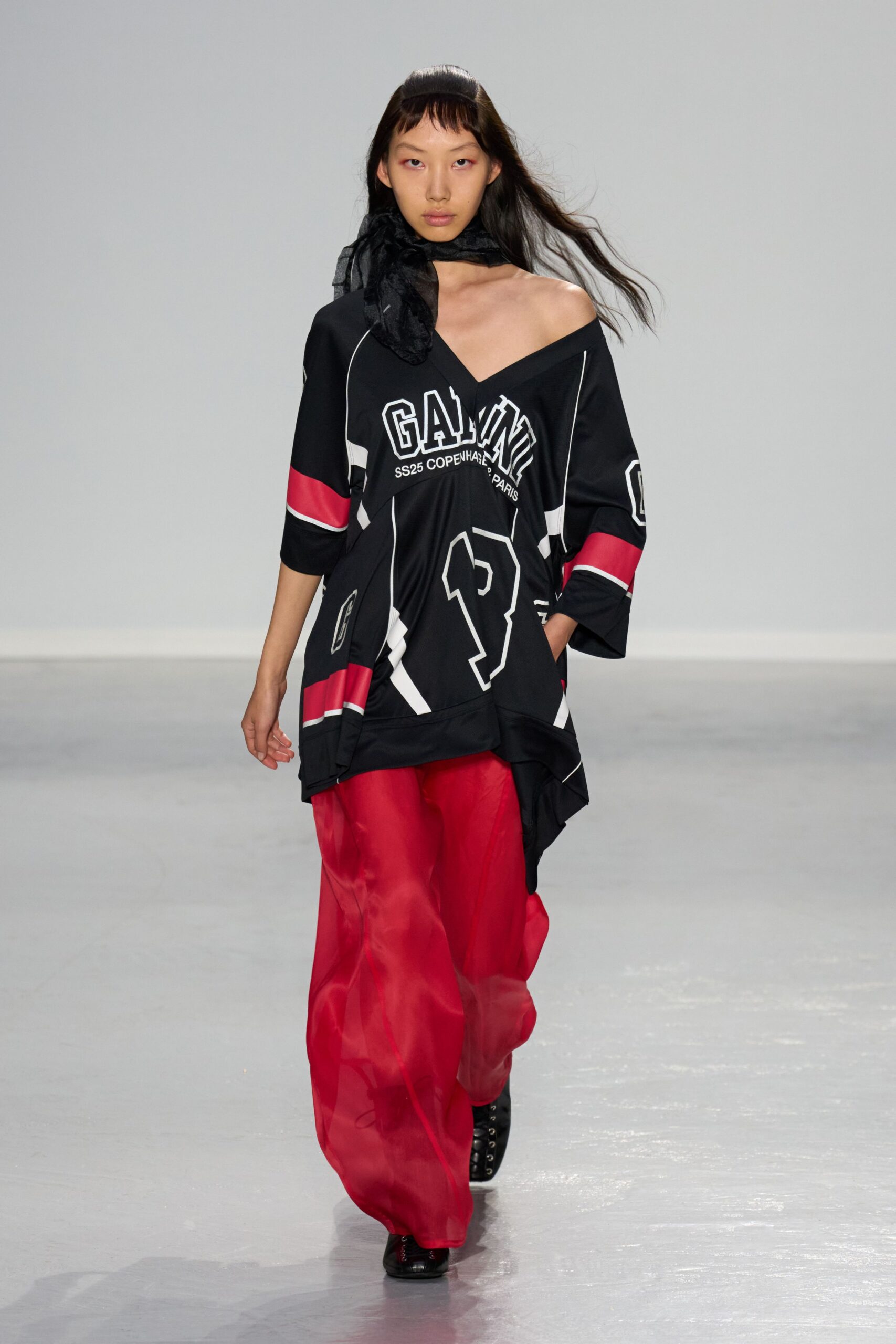 red chiffon relaxed flowing sheer pants