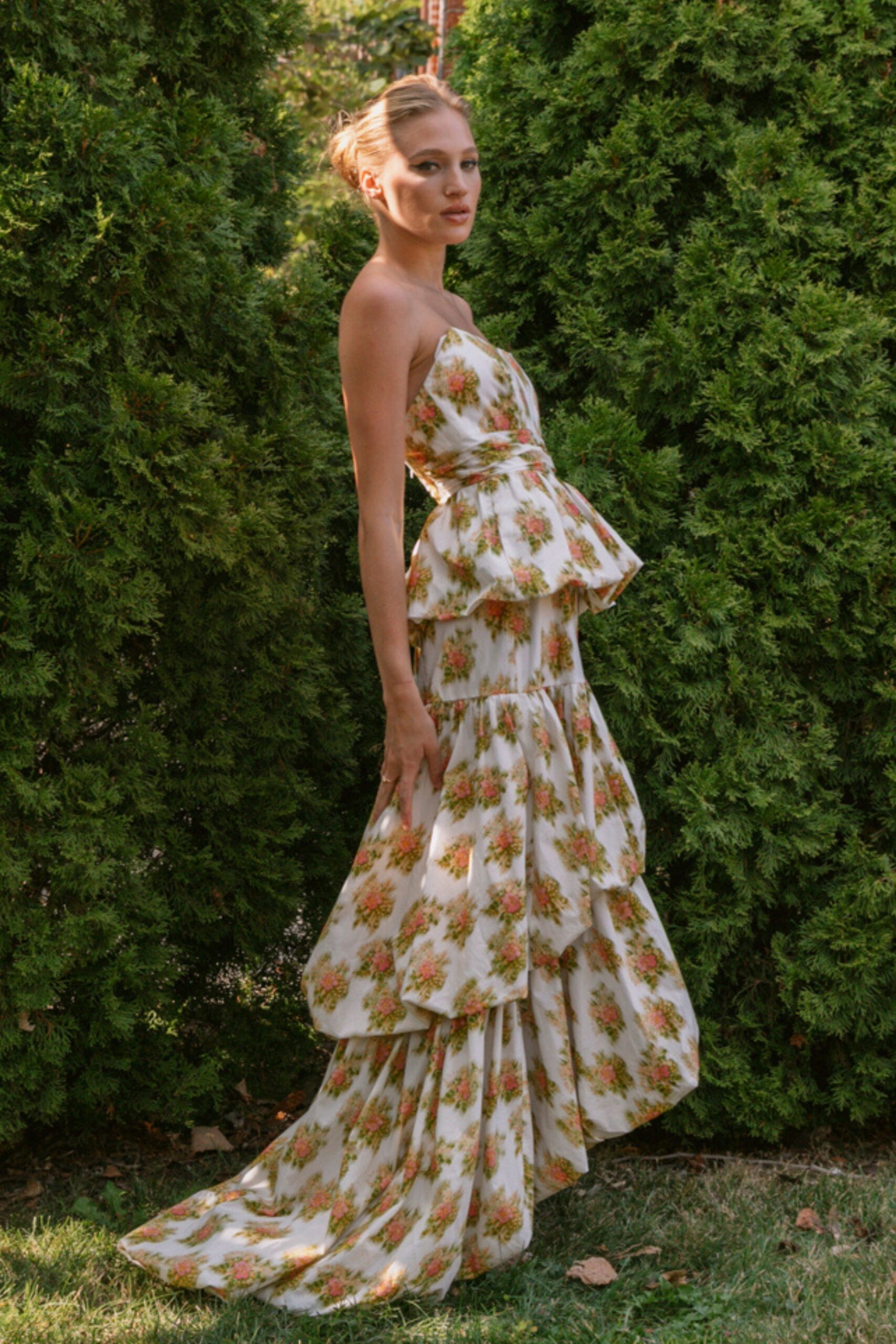 floral tiered maxi gown