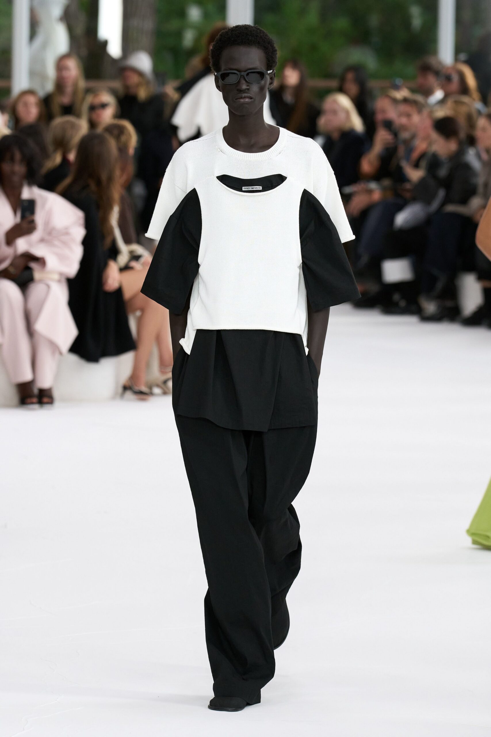 black short-sleeve collared relaxed layered top