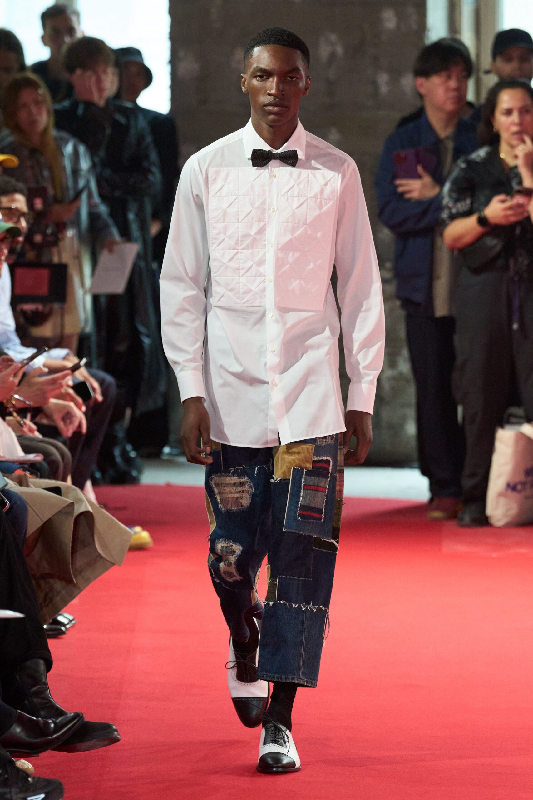 white fitted shirt with distressed denim pants
