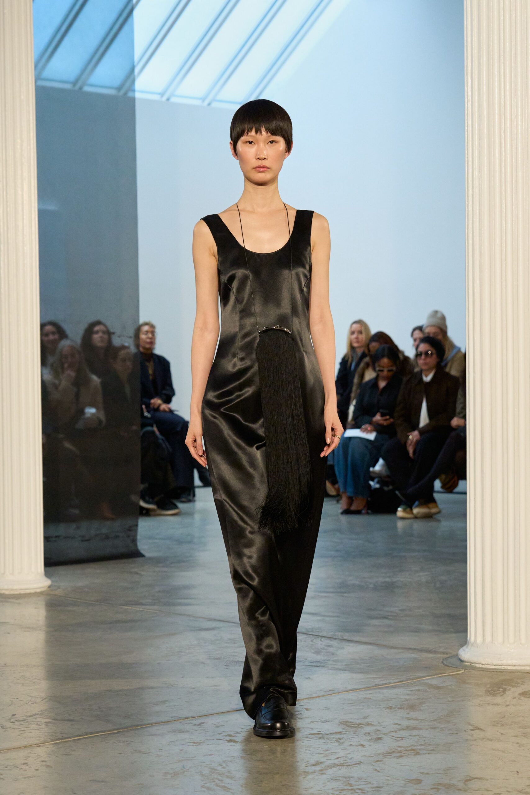 black silk sleeveless dress