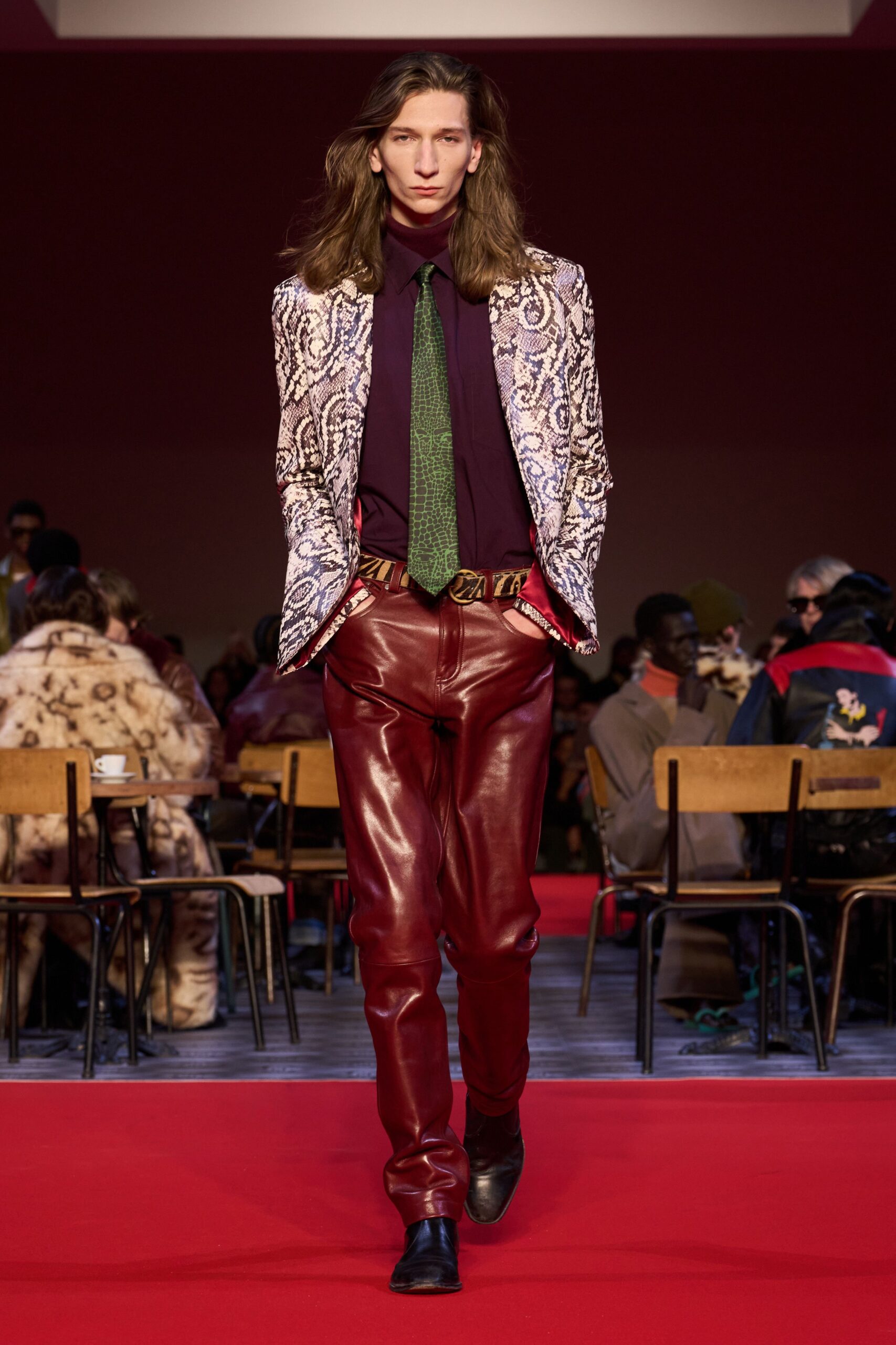 multi silk long-sleeve collared fitted printed blazer