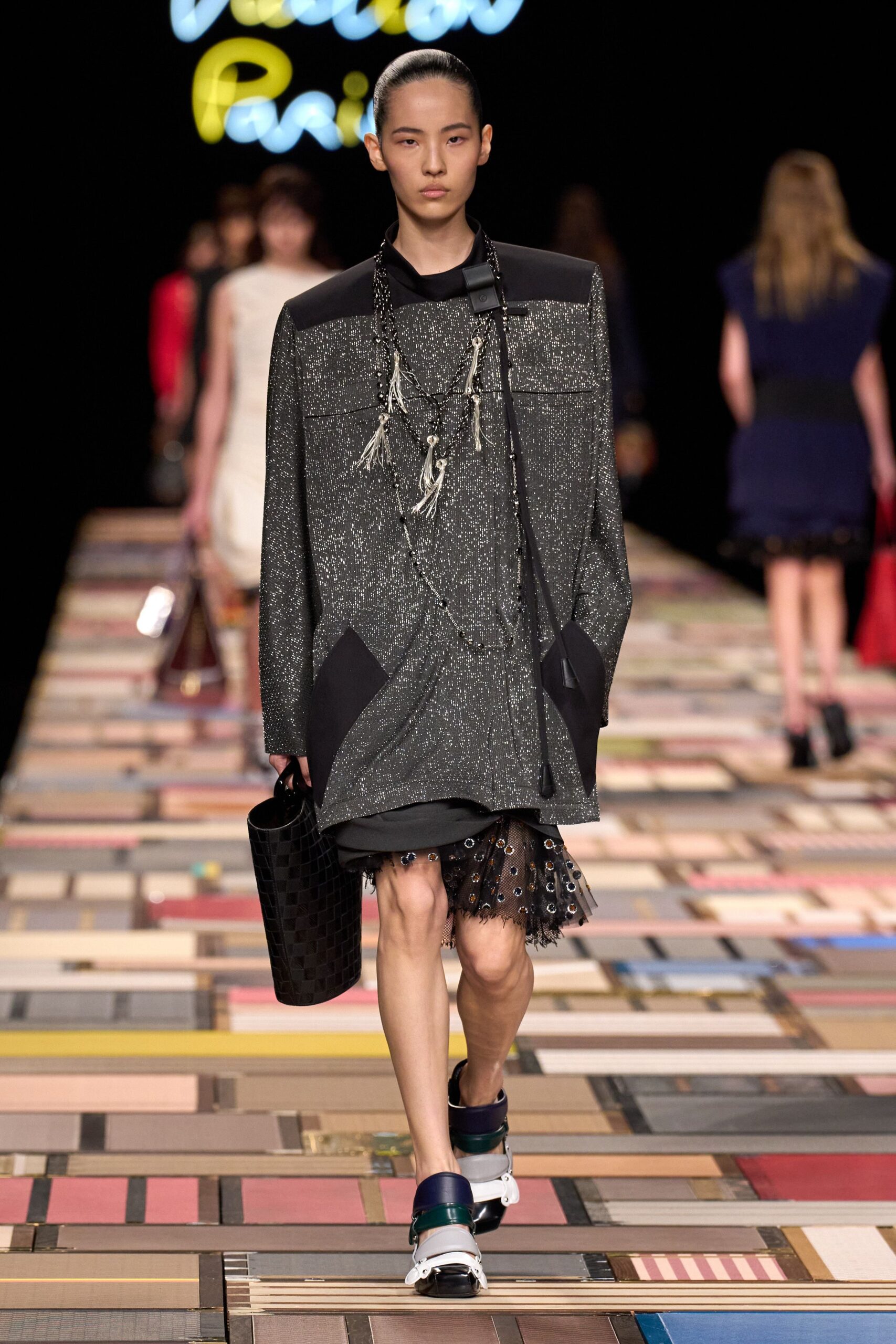 gray metallic long-sleeve collared relaxed zippered shiny coat