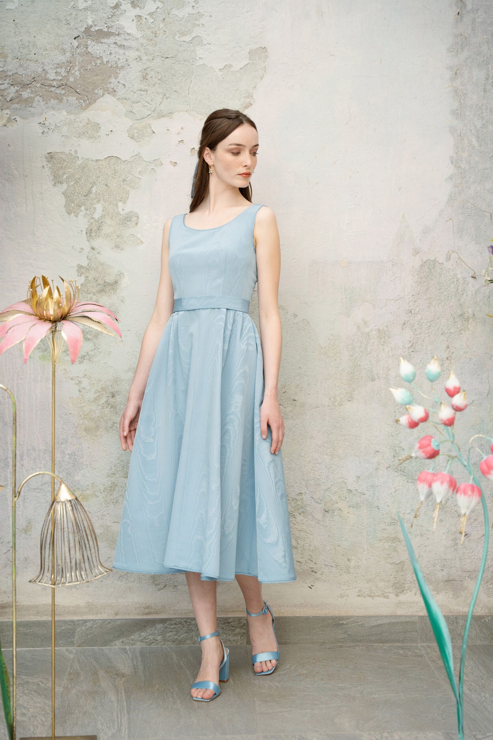 blue satin shoes