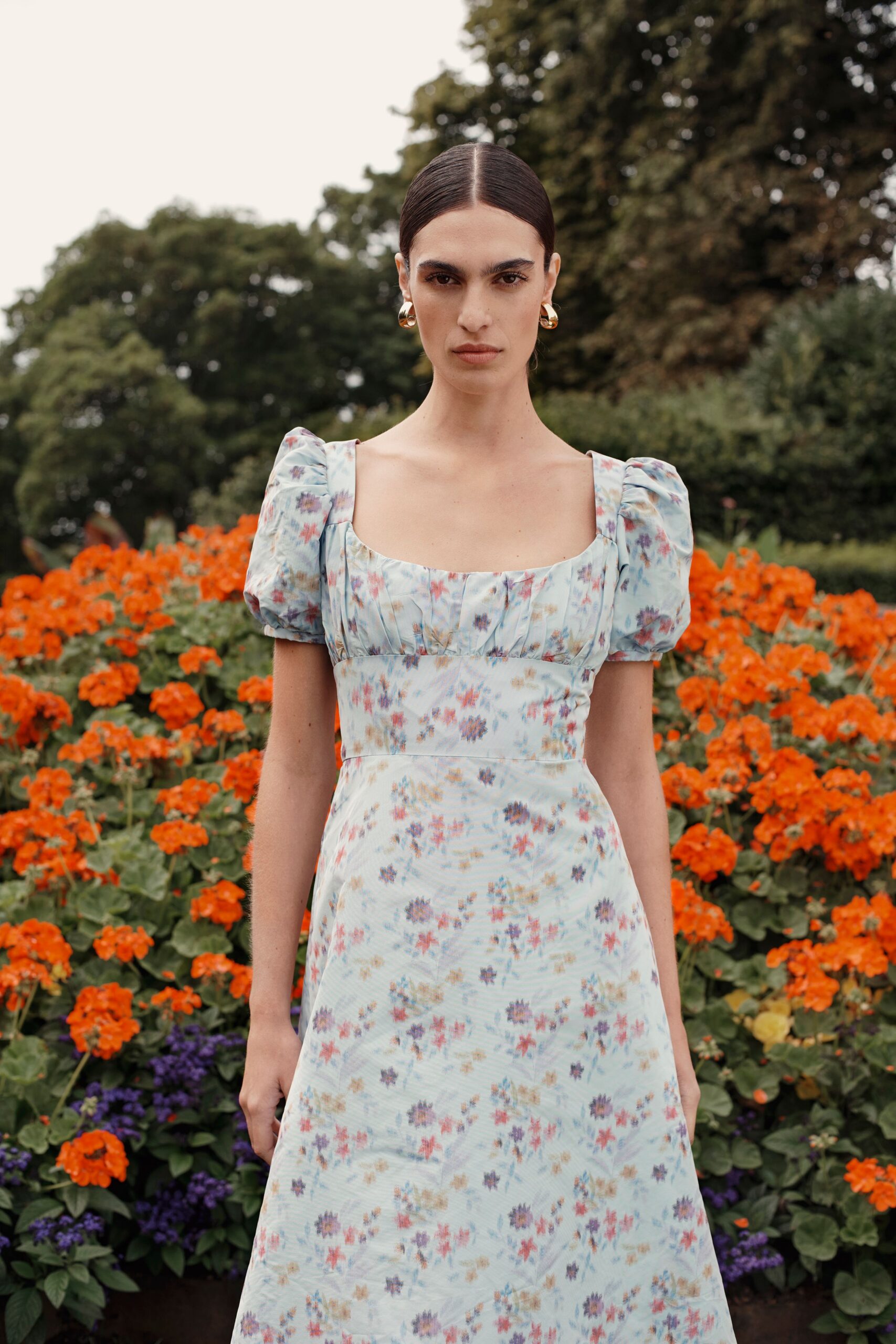 floral fitted midi dress