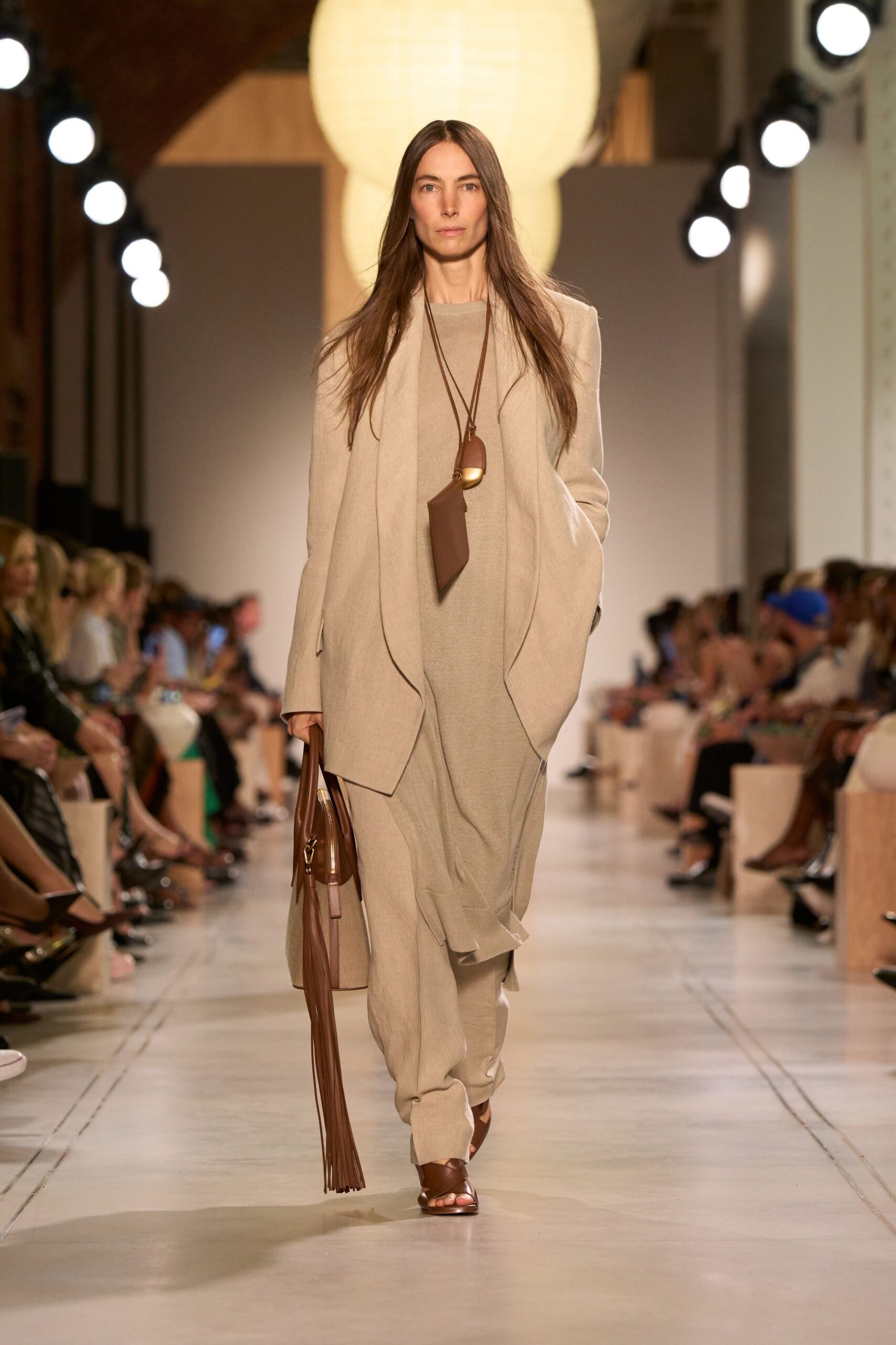 beige relaxed jacket with dress