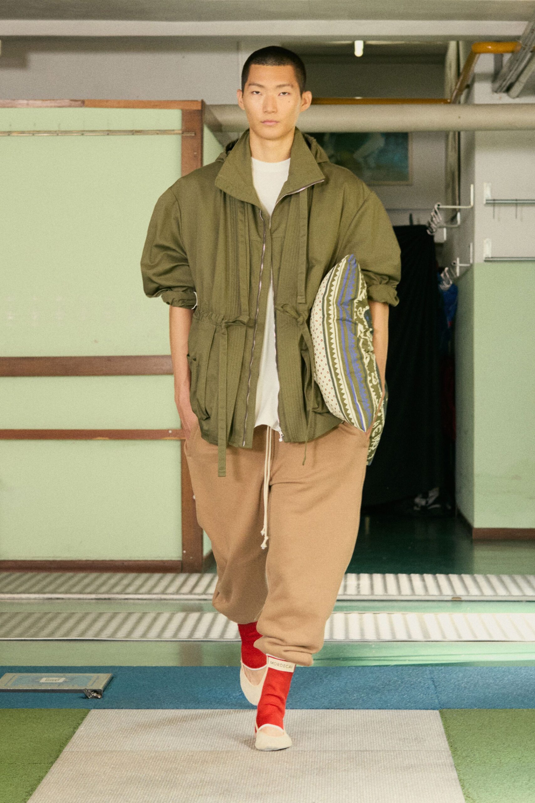 green relaxed jacket with multi bag