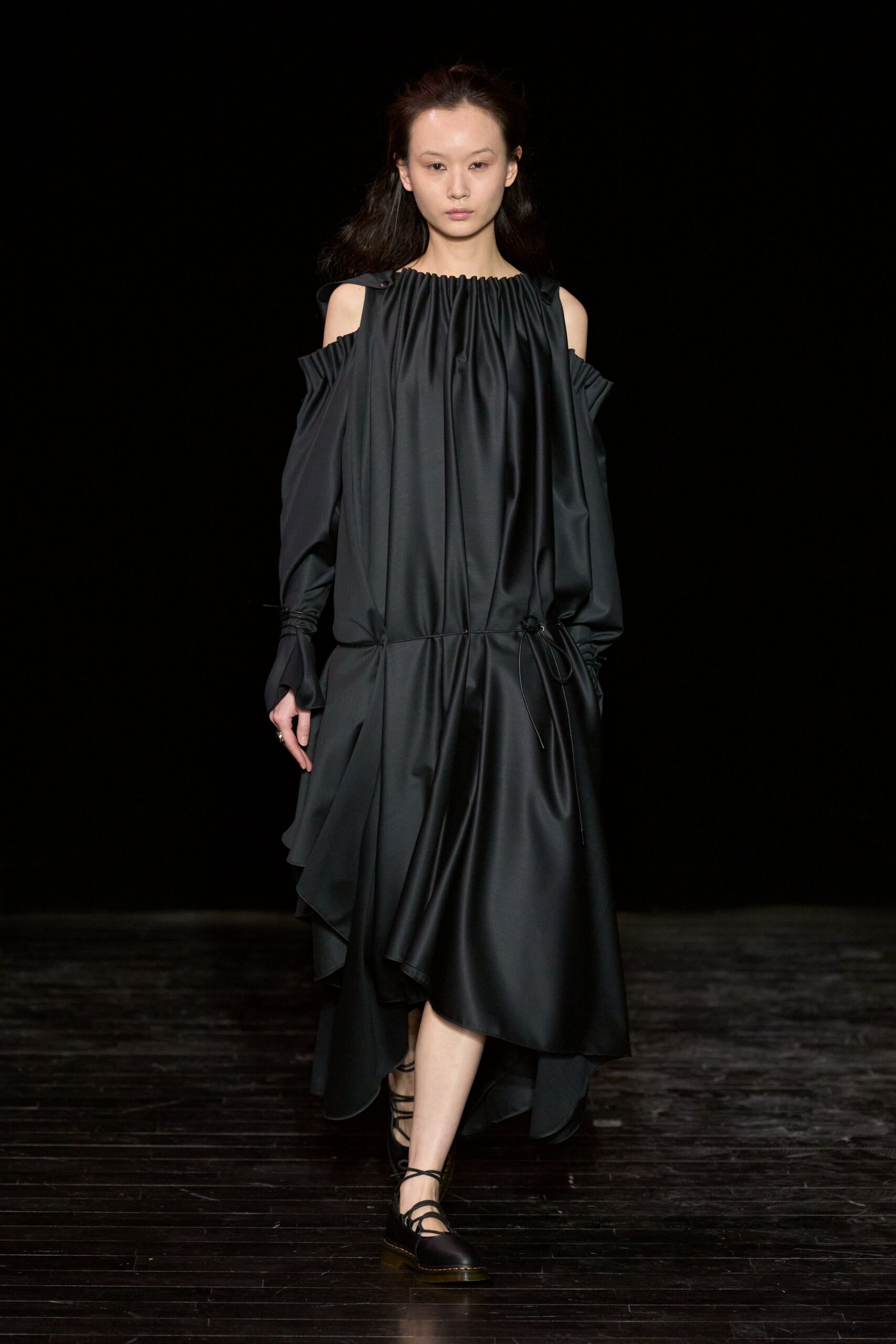 black relaxed off-shoulder dress