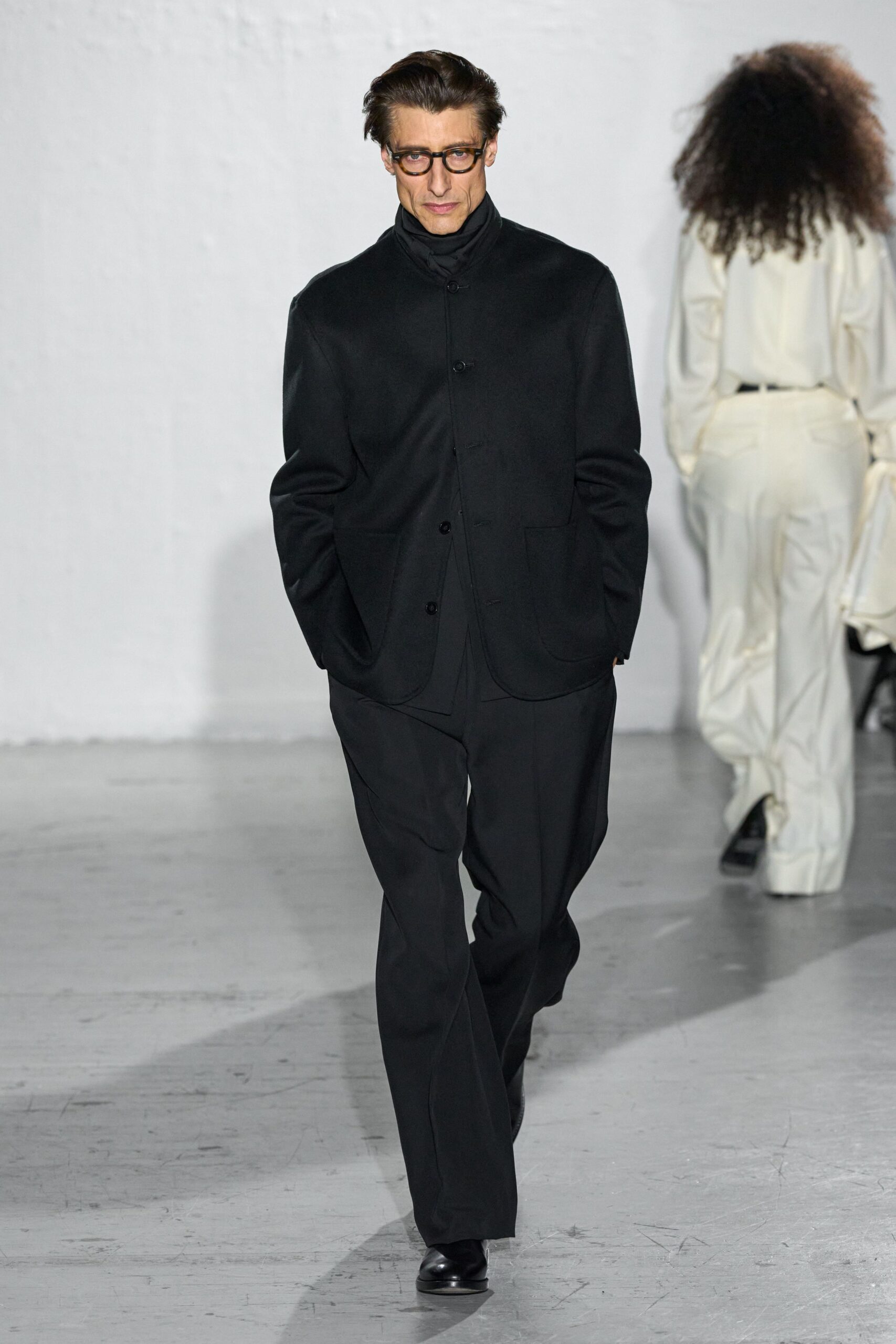 black wool jacket and pants