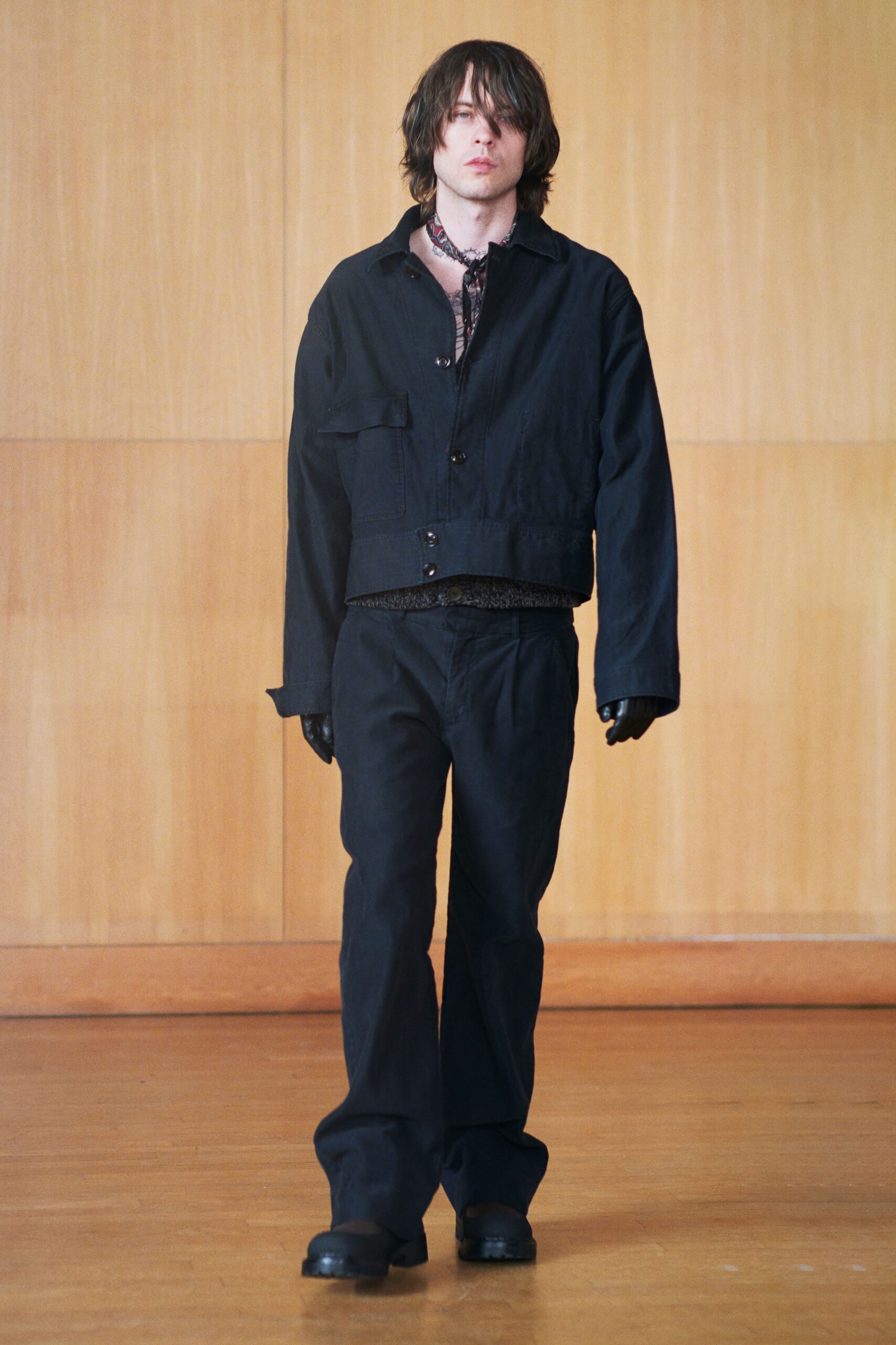 black denim jacket and pants