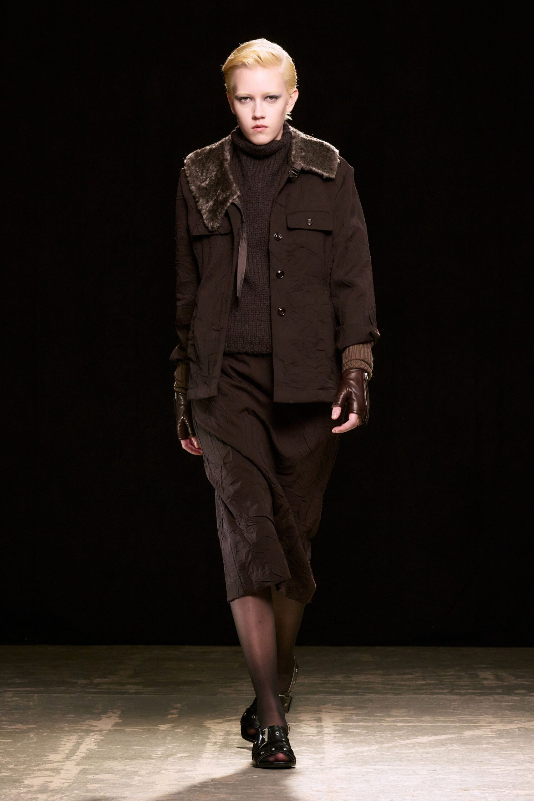 brown leather gloves