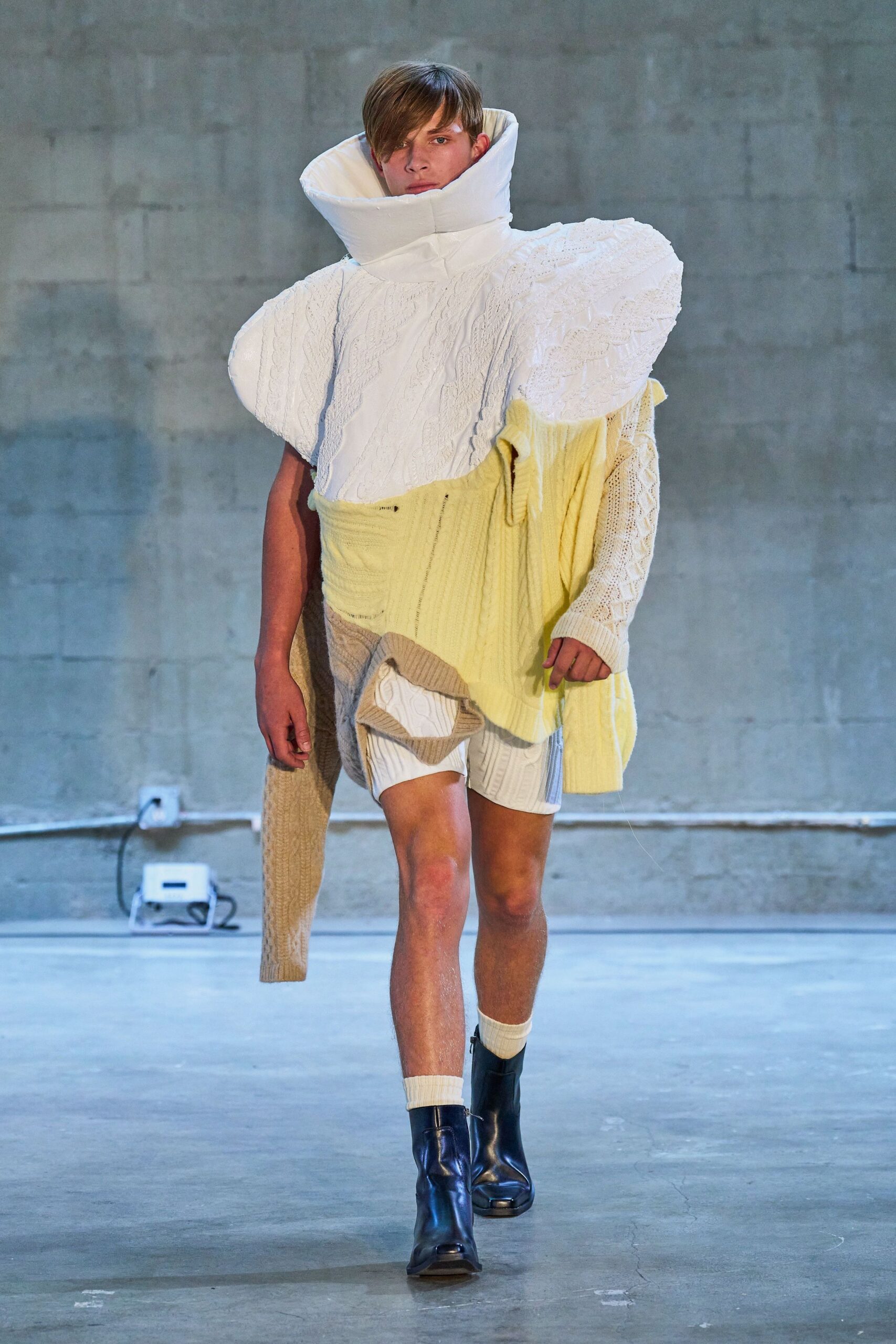 layered white and yellow top with shorts