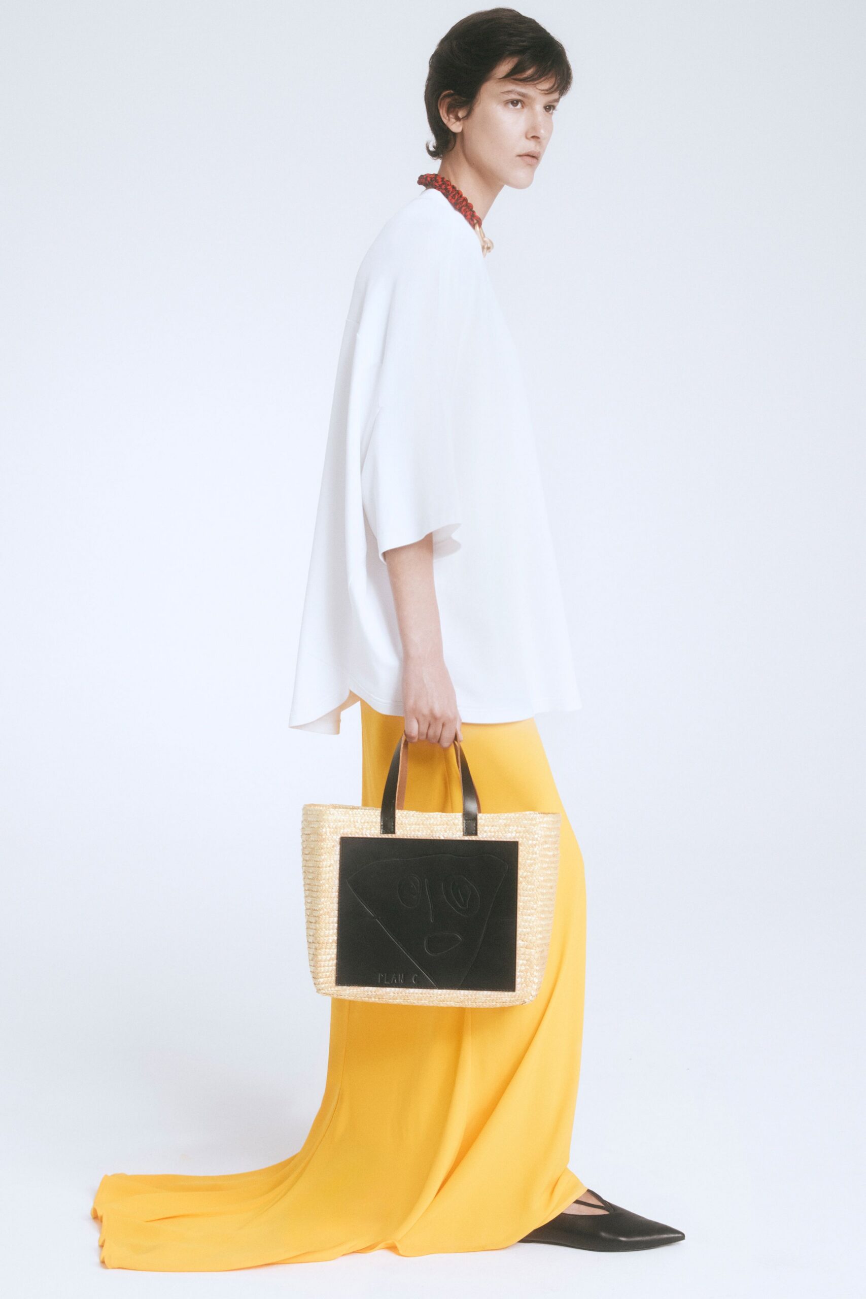 yellow silk fitted flowing maxi pants