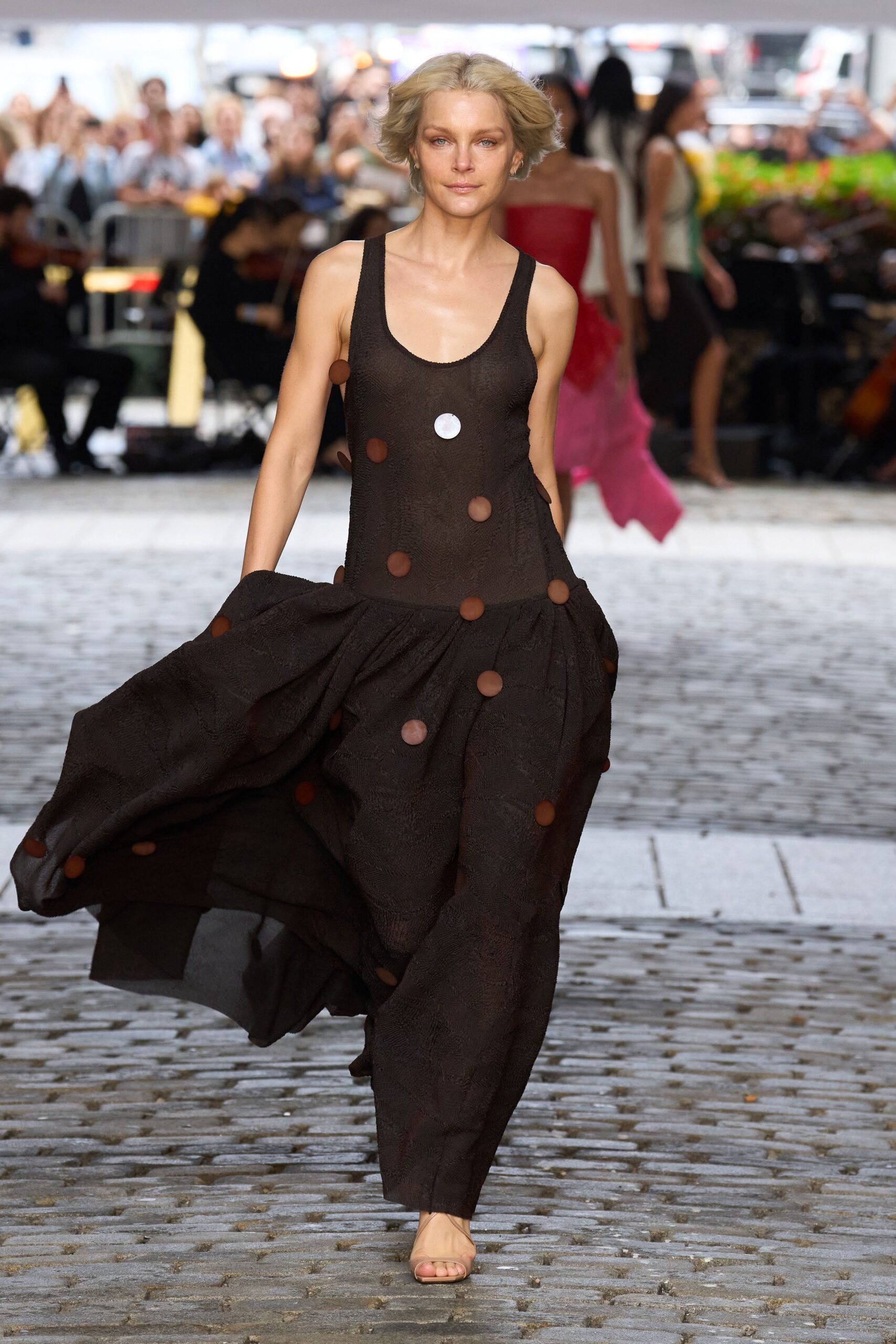 black cotton sleeveless v-neck relaxed draped layered dress