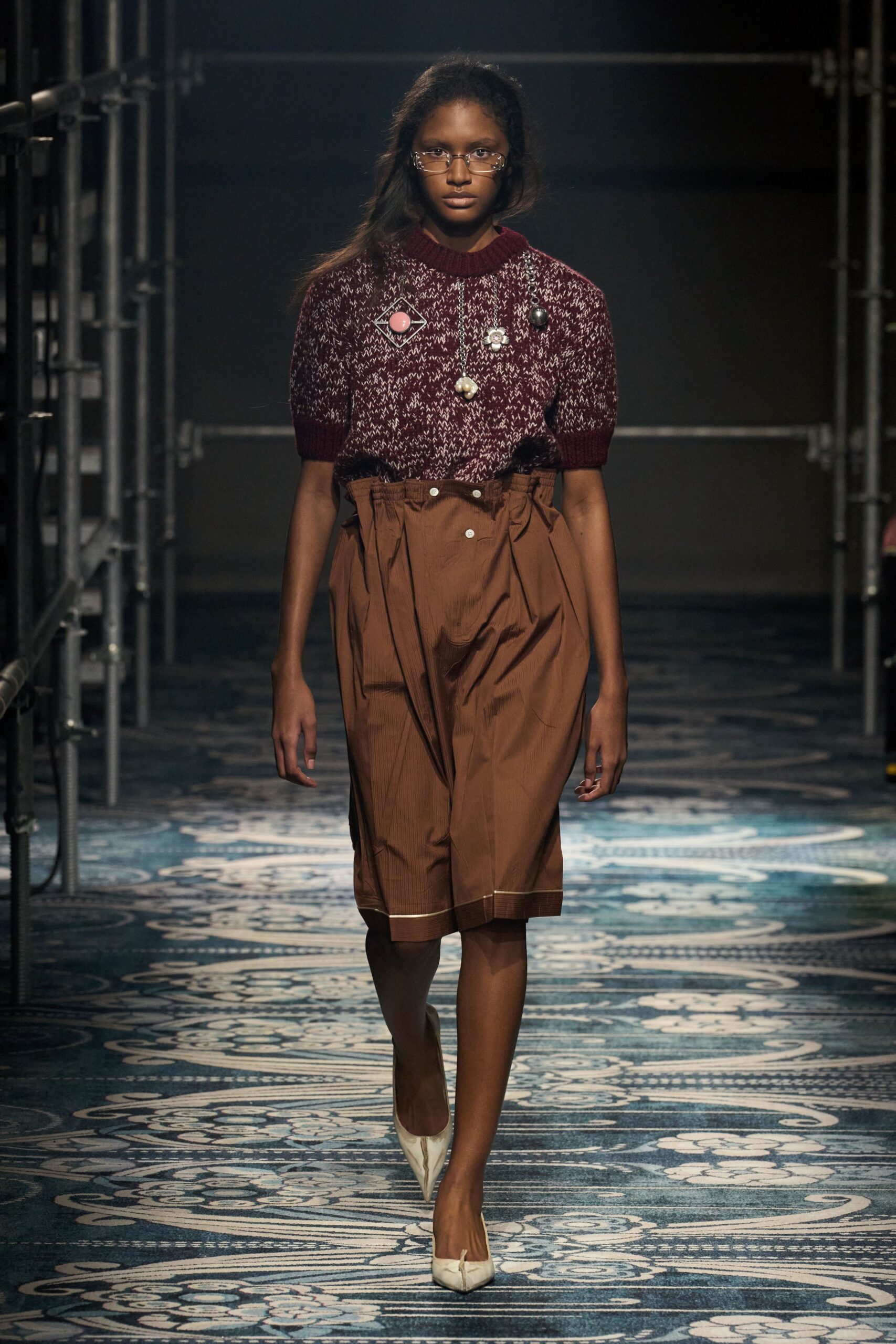 burgundy wool sweater with shorts