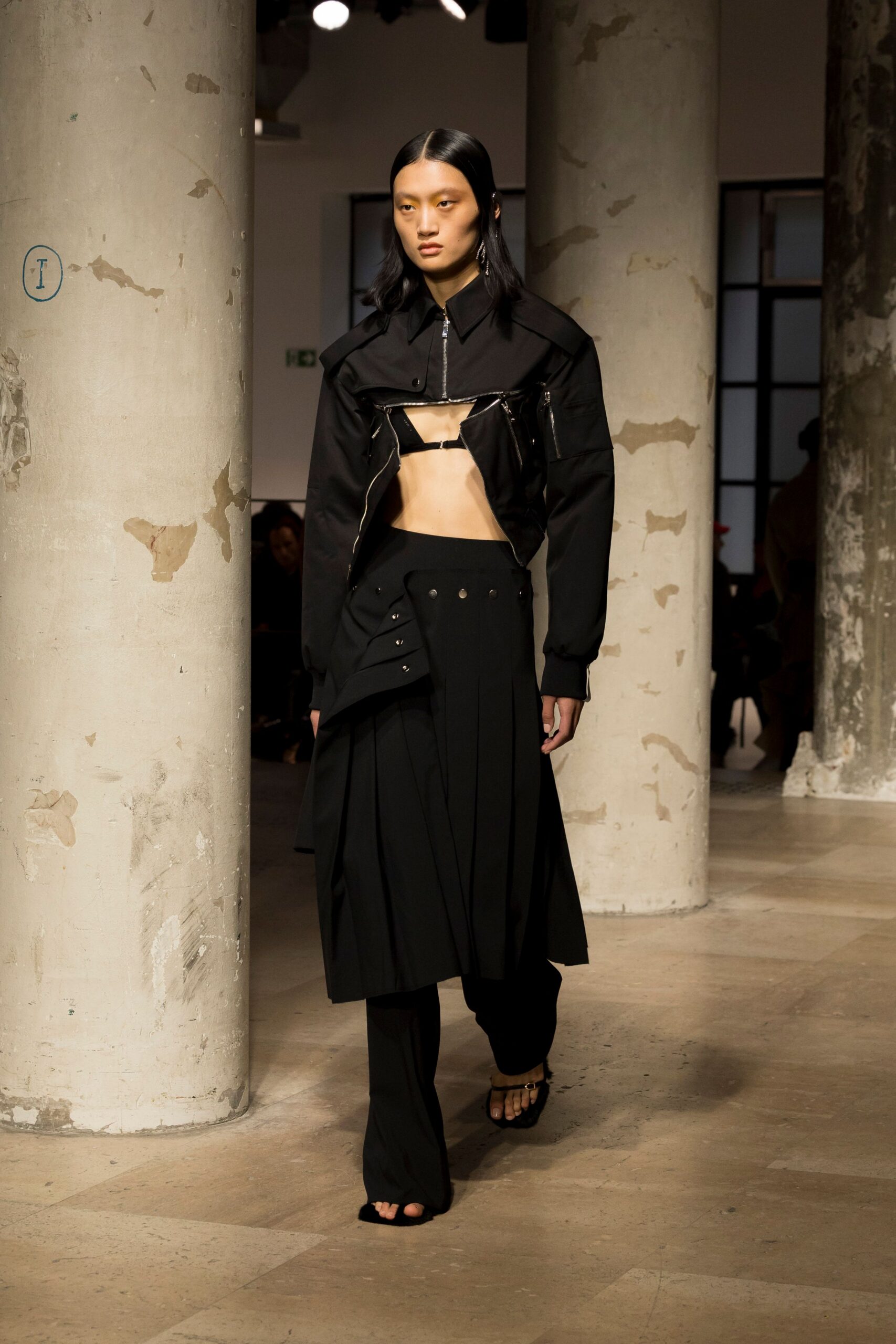 black fitted jacket and top
