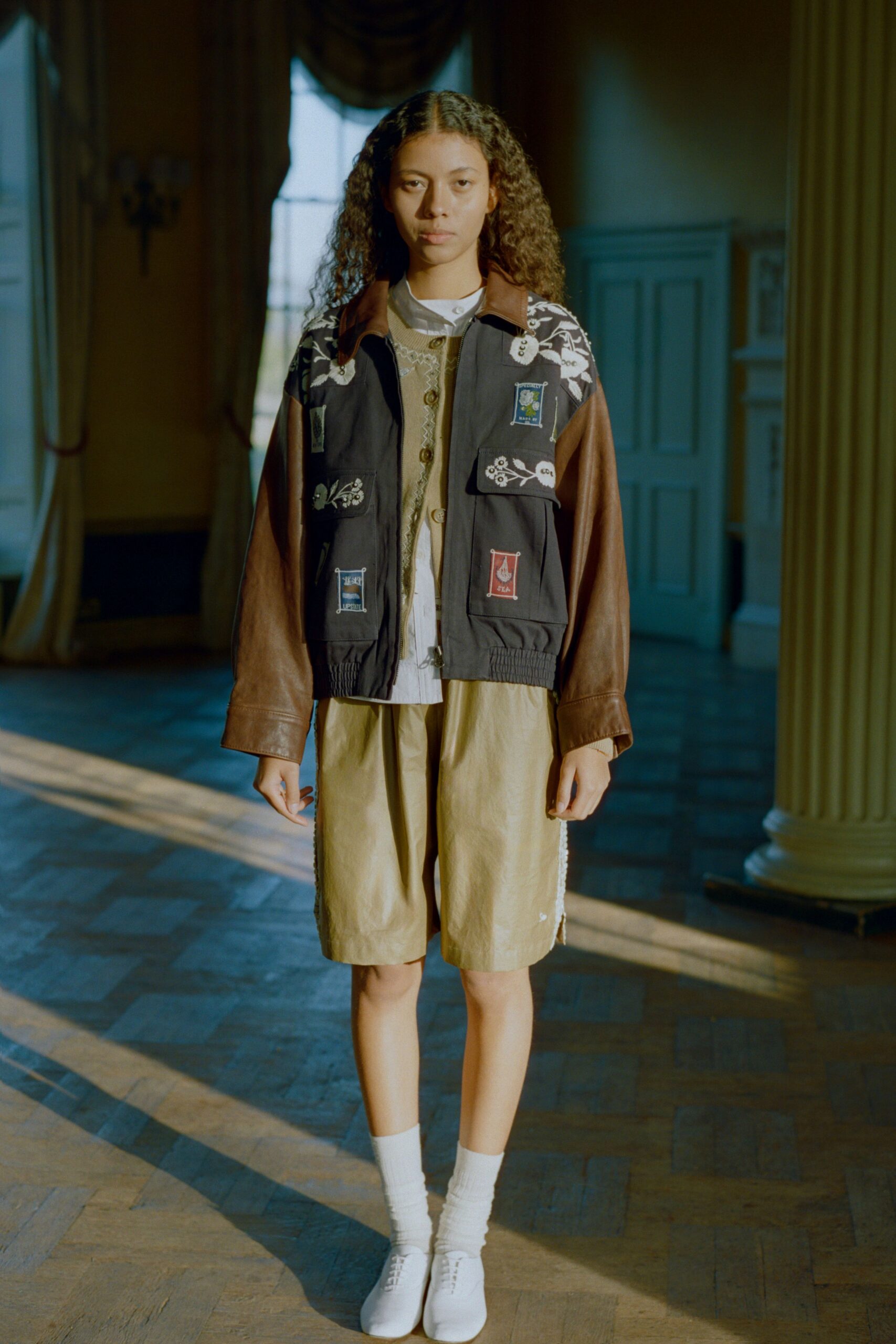 black and brown embroidered jacket