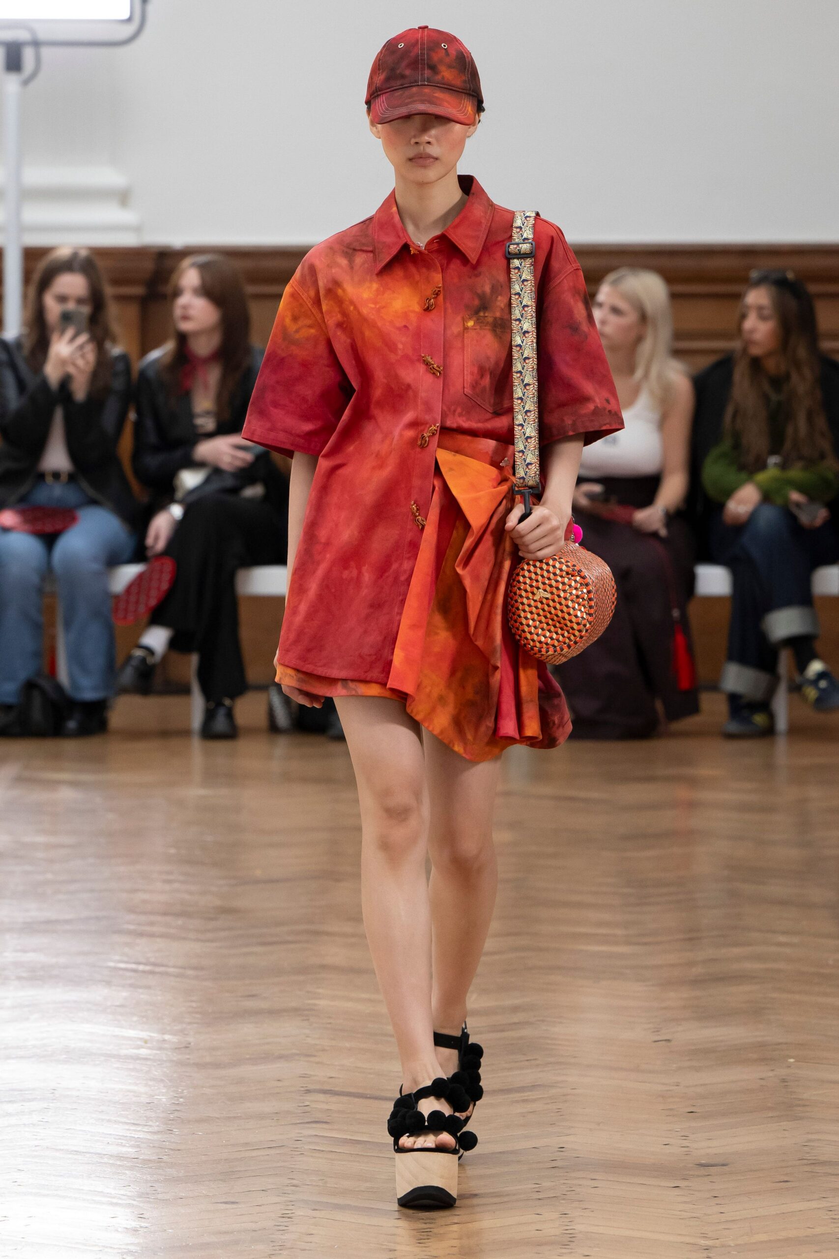 coral fitted bag