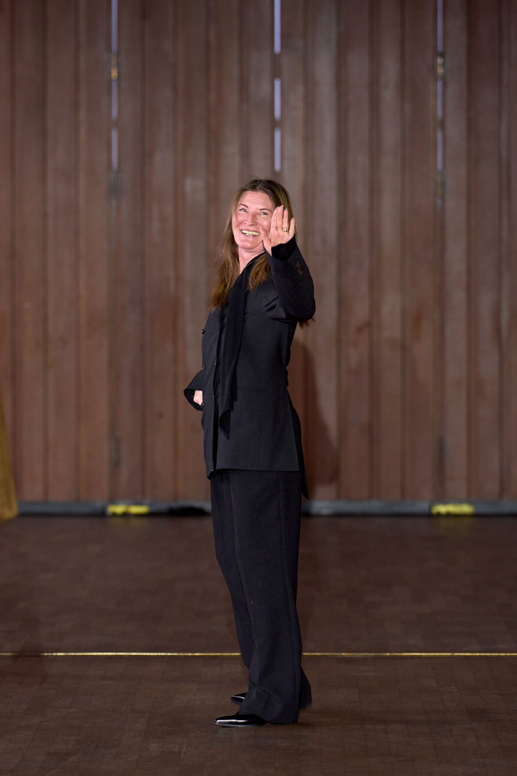 black tailored blazer and pants