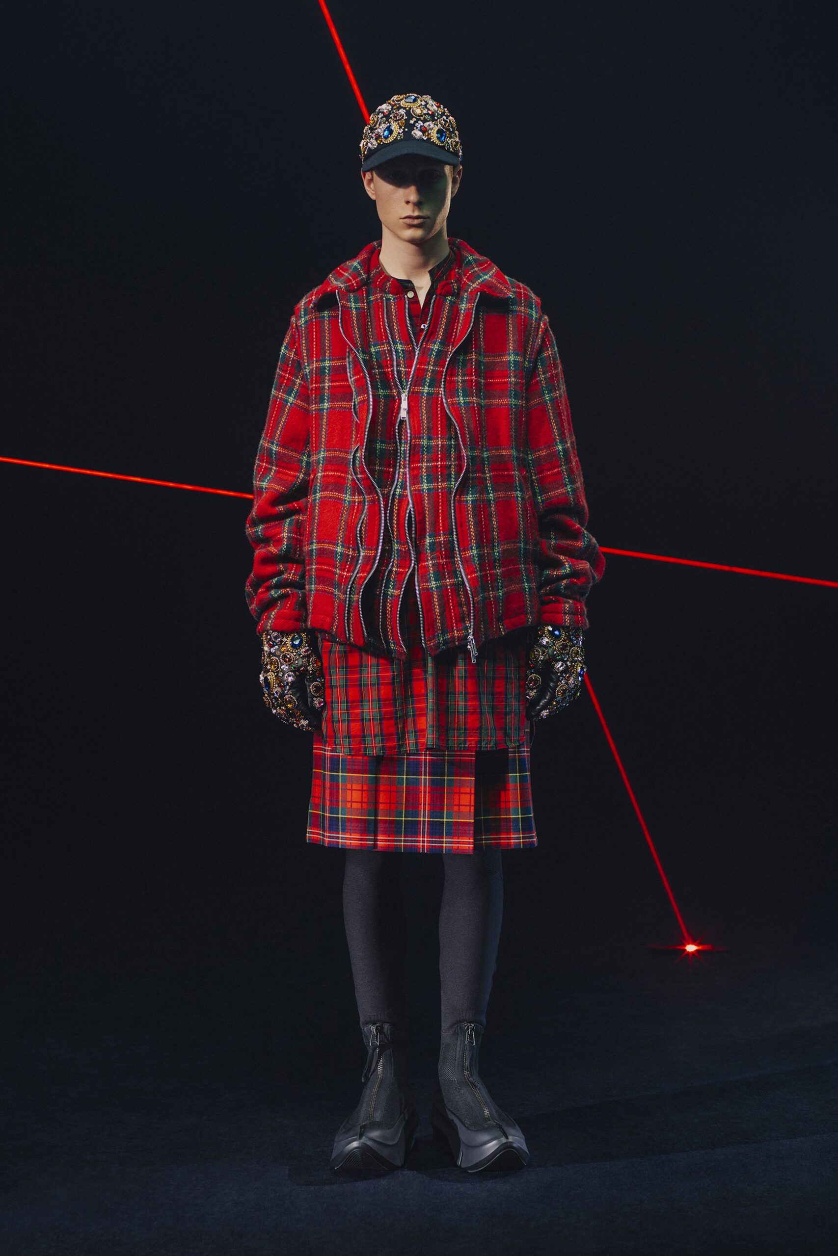 oversized plaid jacket and skirt