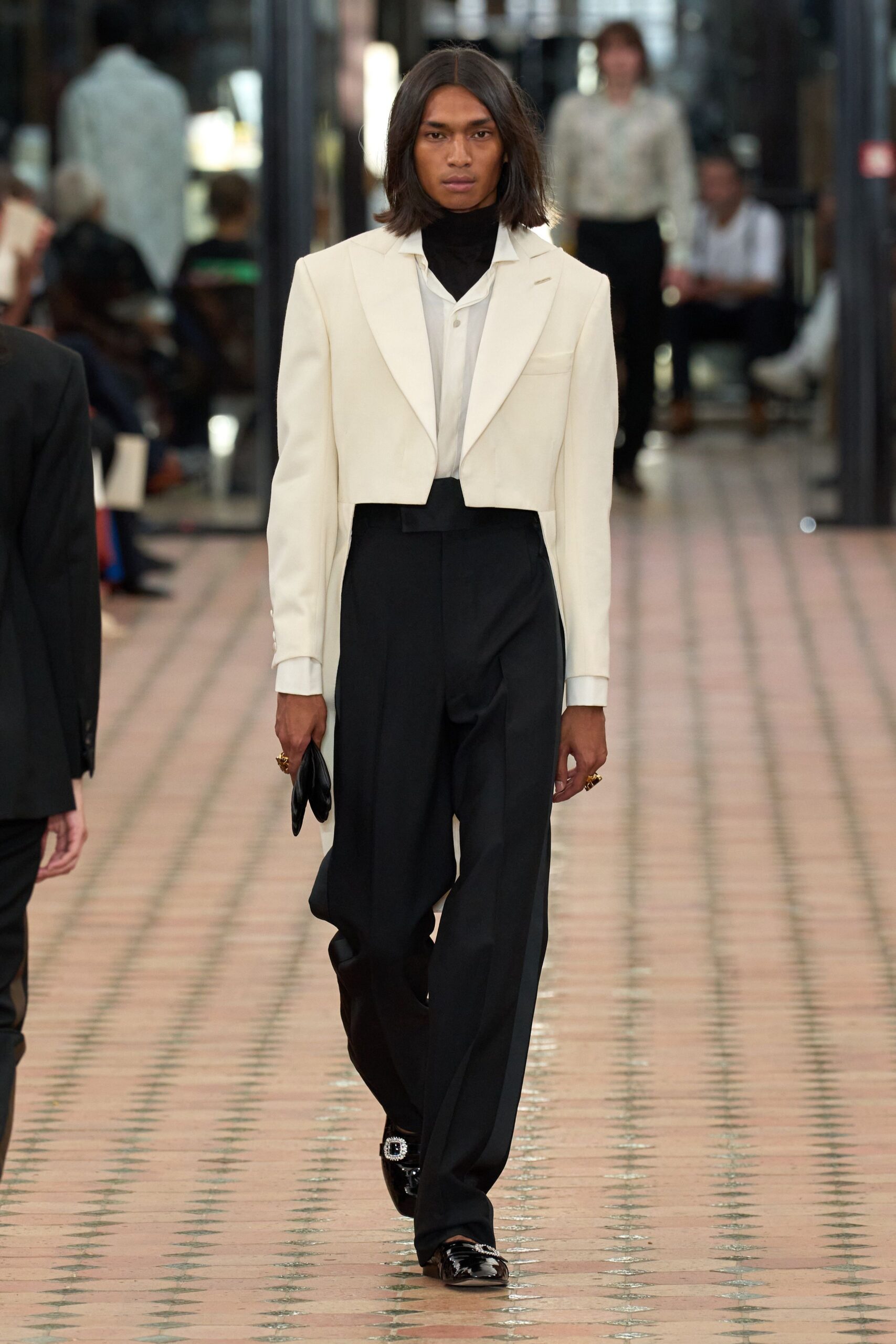 white cotton short-sleeve collared structured blazer