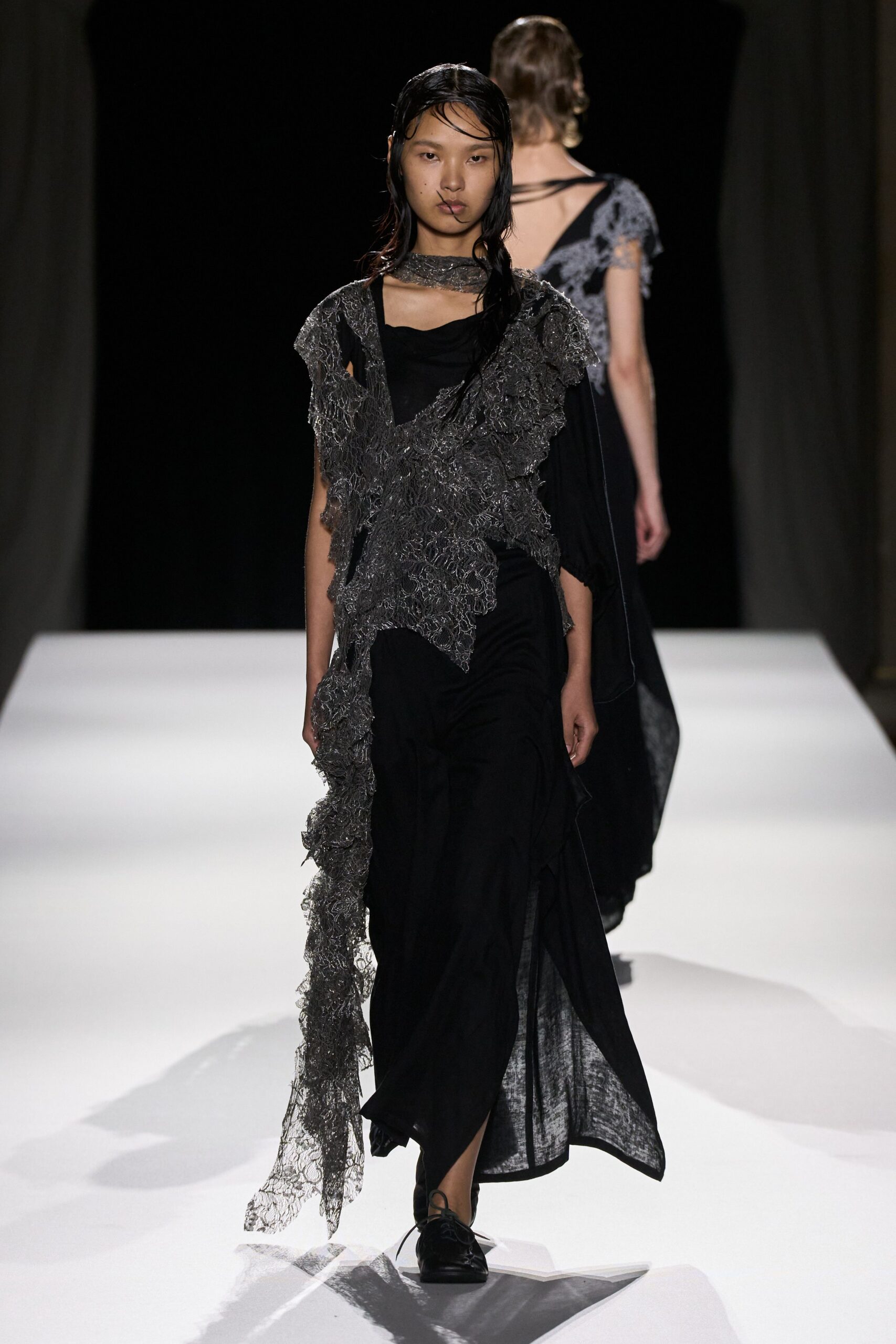 black layered silk dress