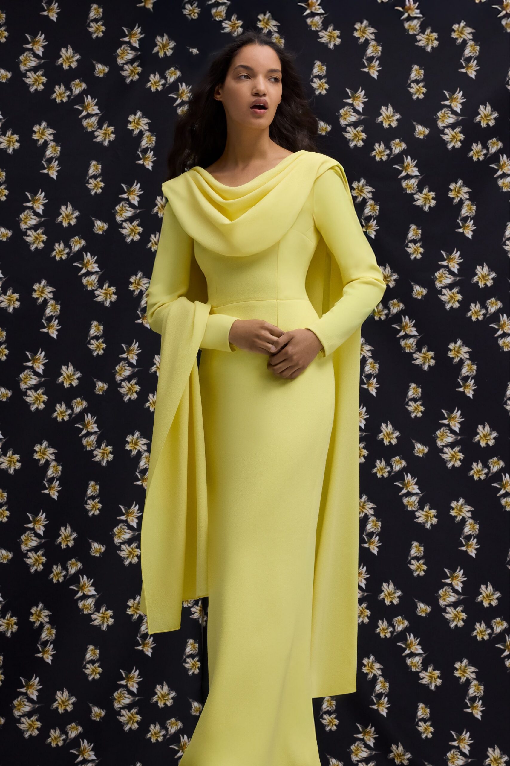 fitted yellow neoprene gown