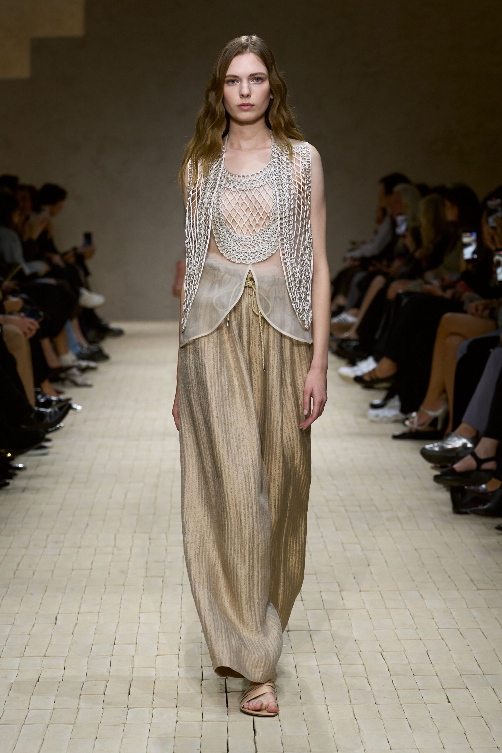 gold silk fitted pleated flowing maxi skirt