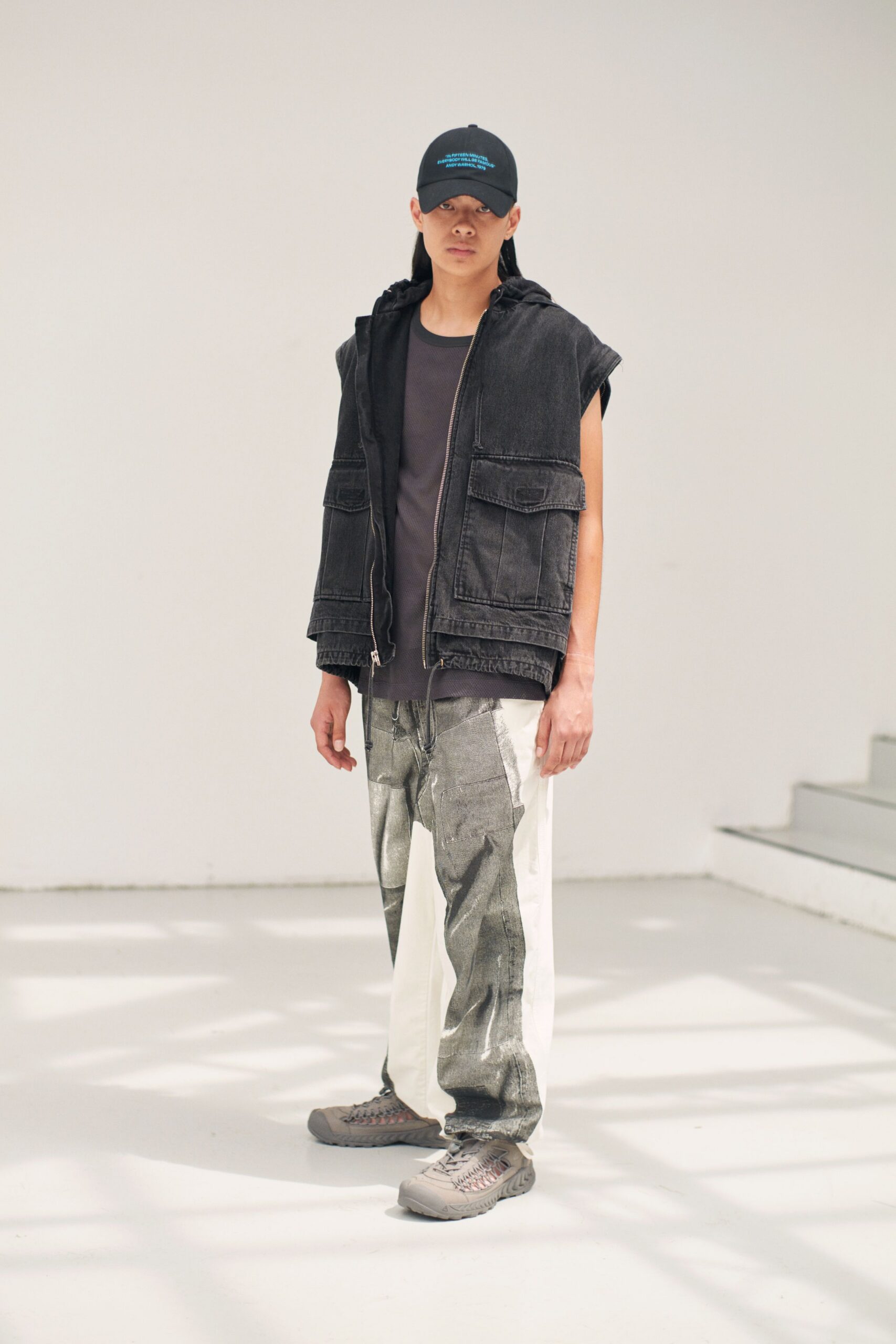 black denim vest with tank-top