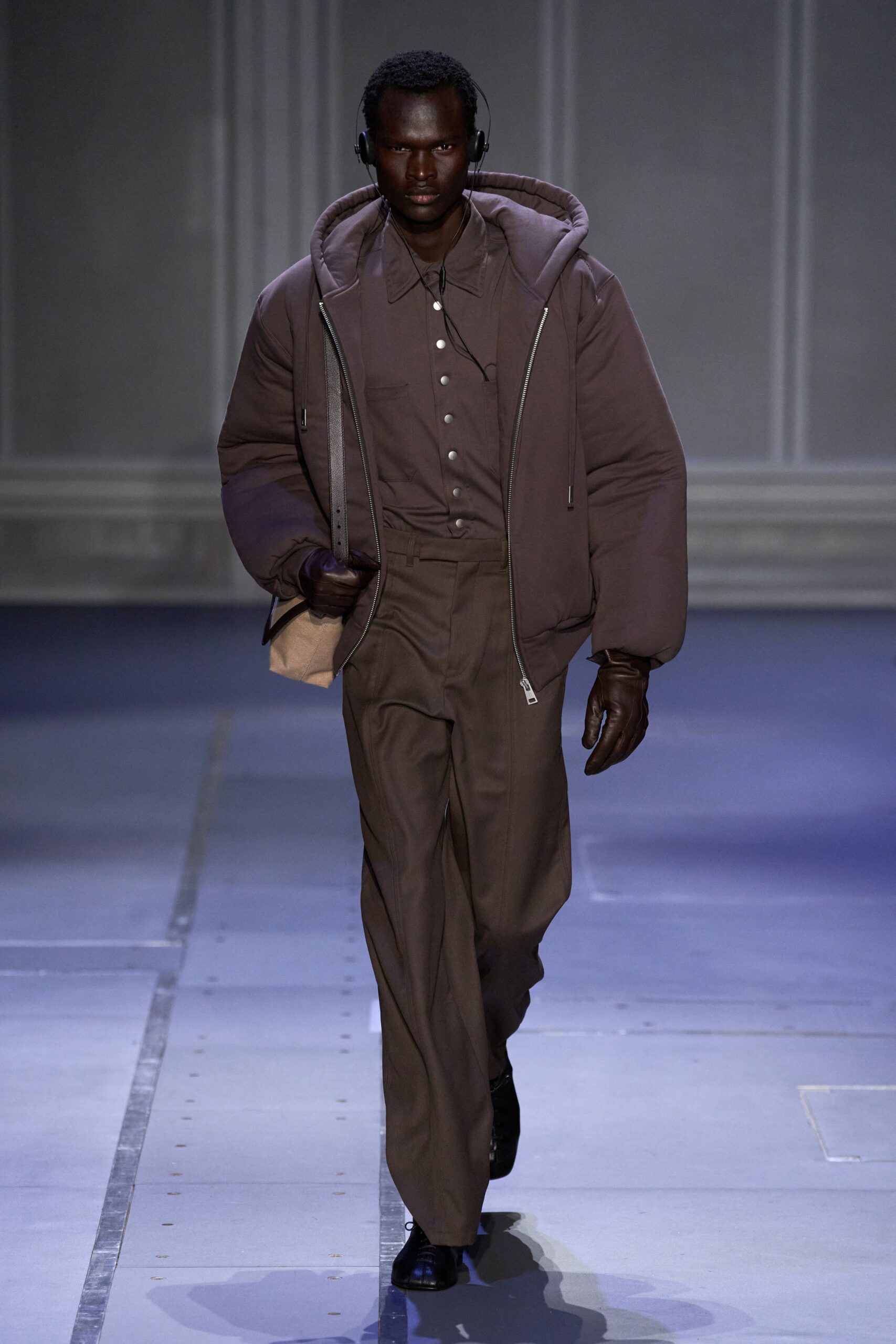 brown relaxed jacket with shirt and pants