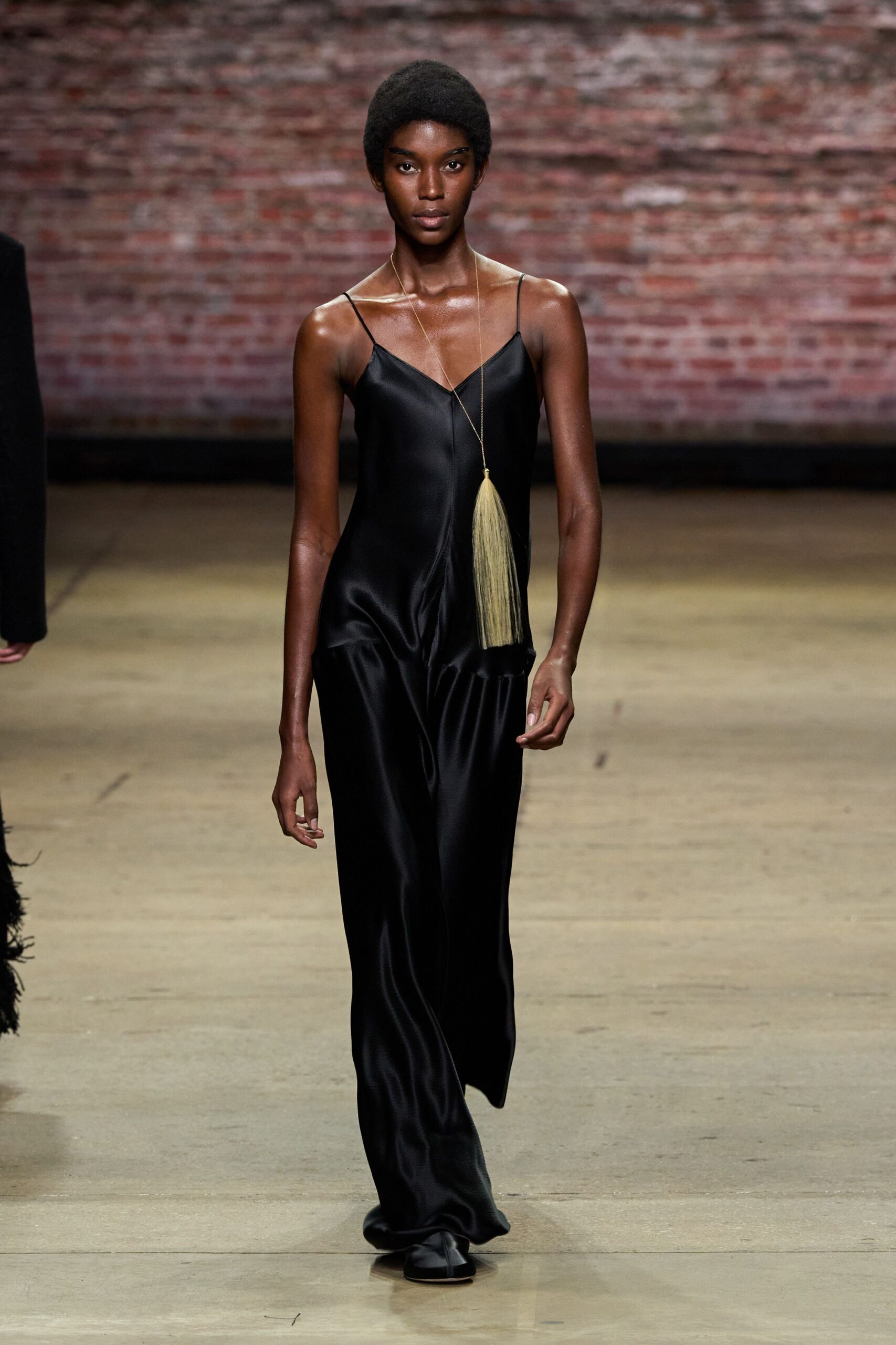 black silk sleeveless dress