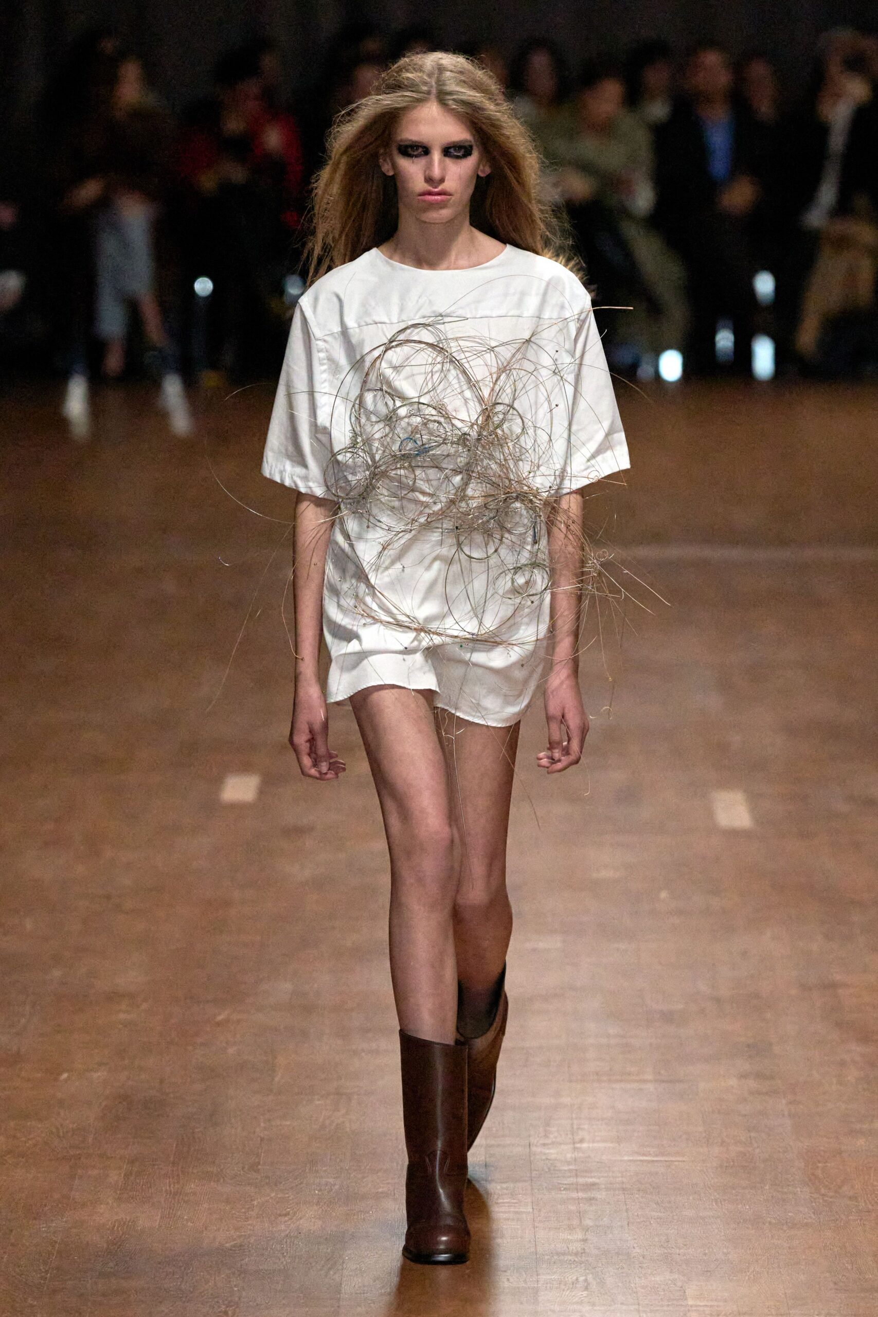 white relaxed mini dress with embellishments