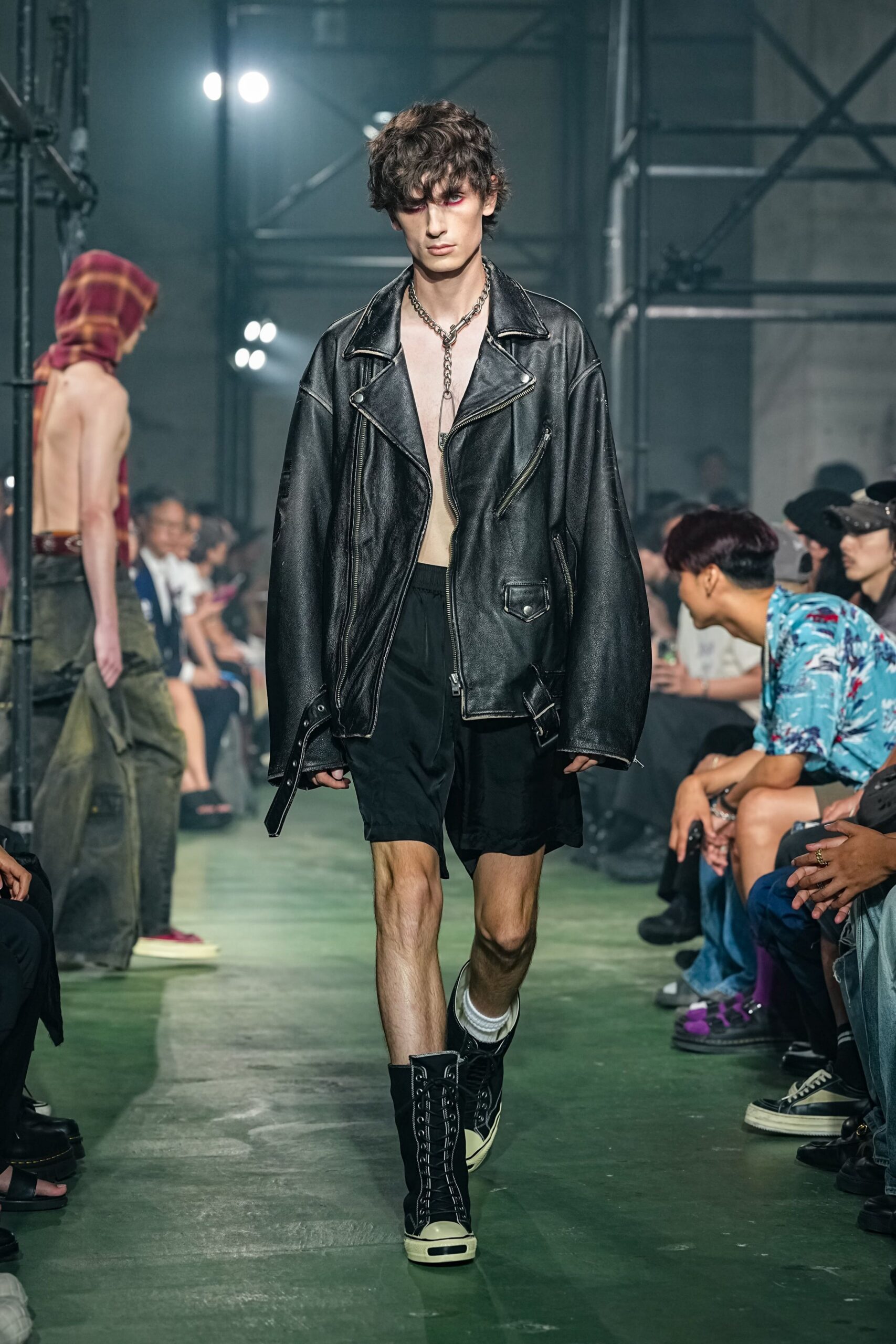 black leather oversized jacket