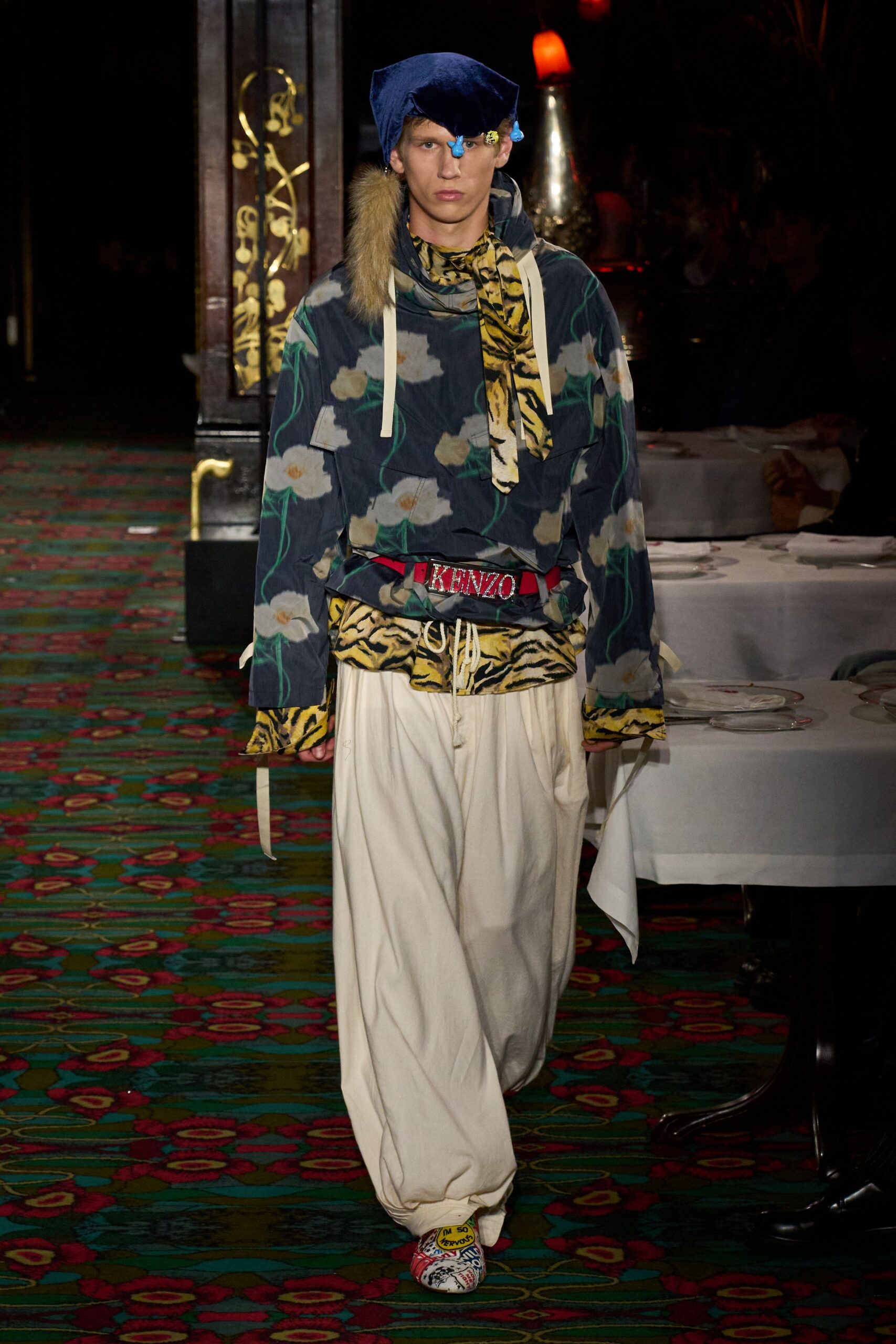 floral jacket with relaxed pants
