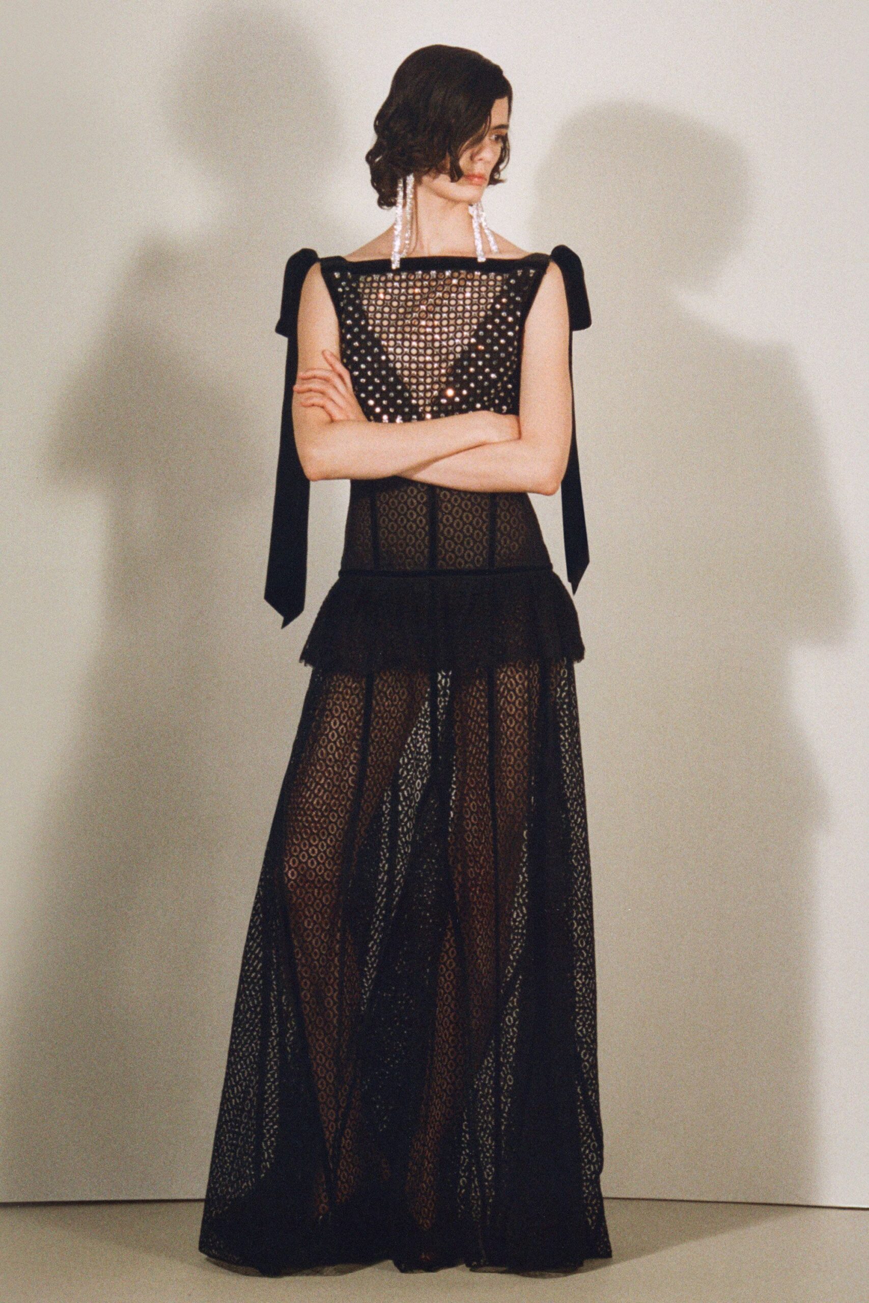 black mesh sleeveless dress