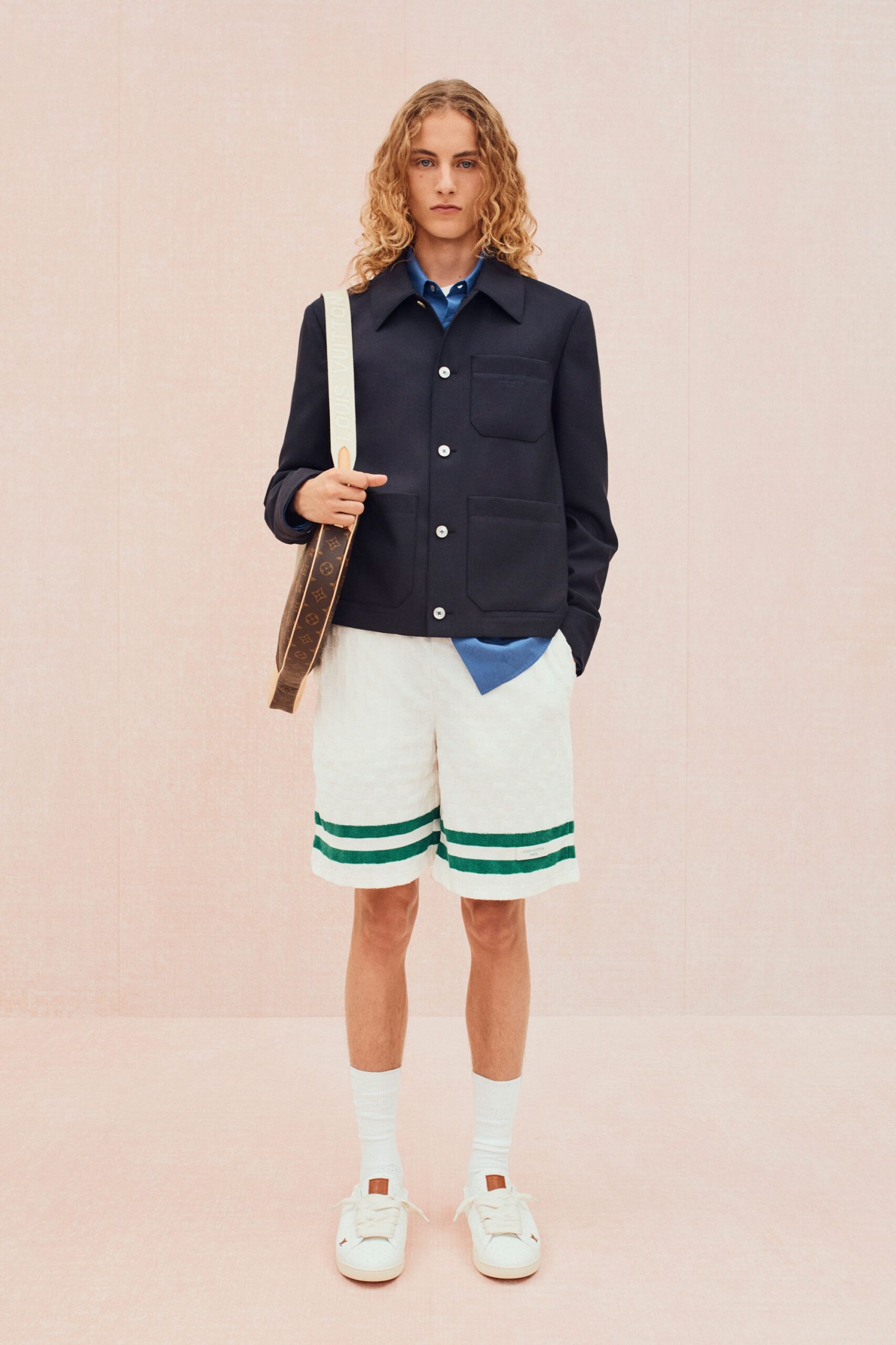 white cotton relaxed striped short shorts
