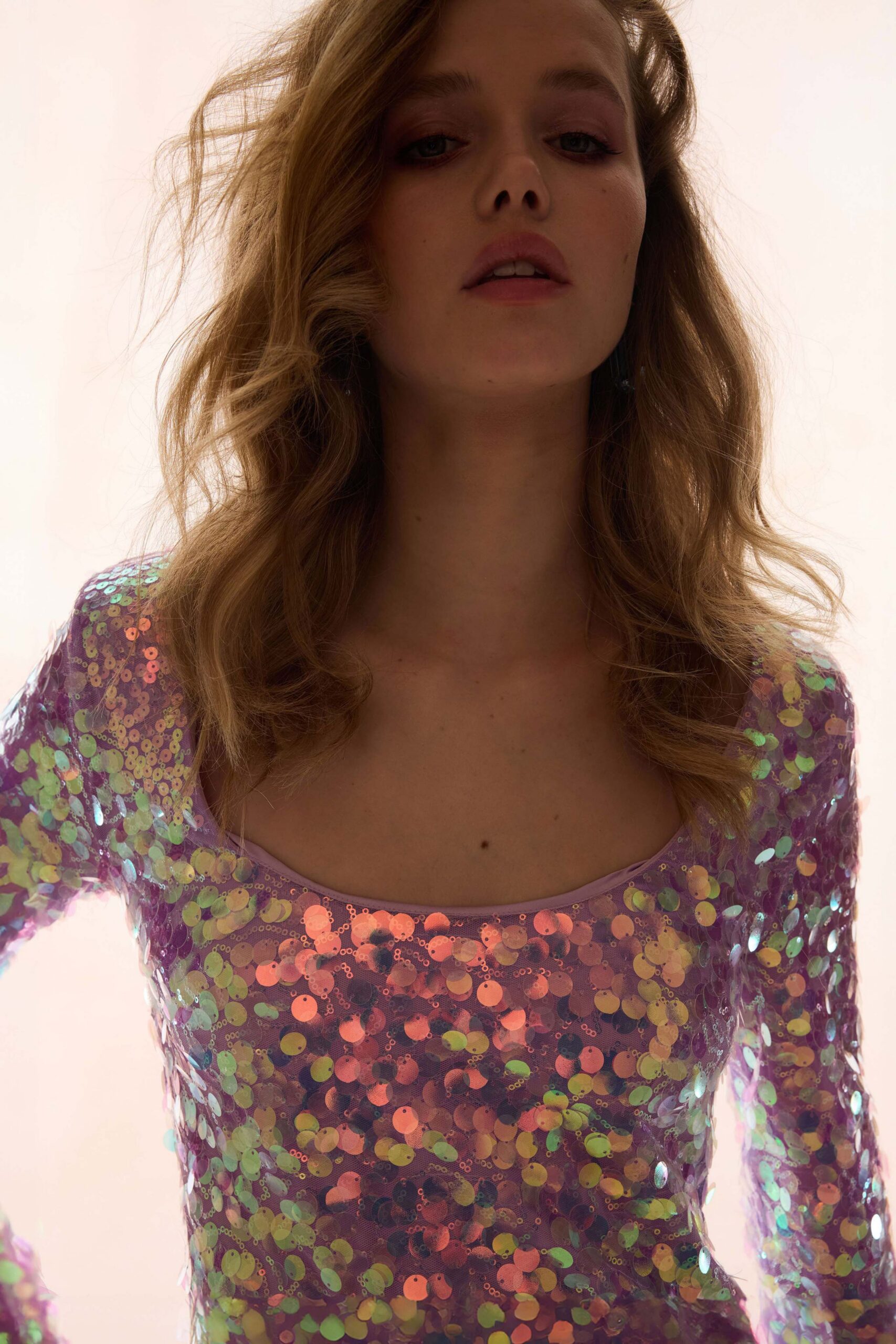 fitted purple sequin dress