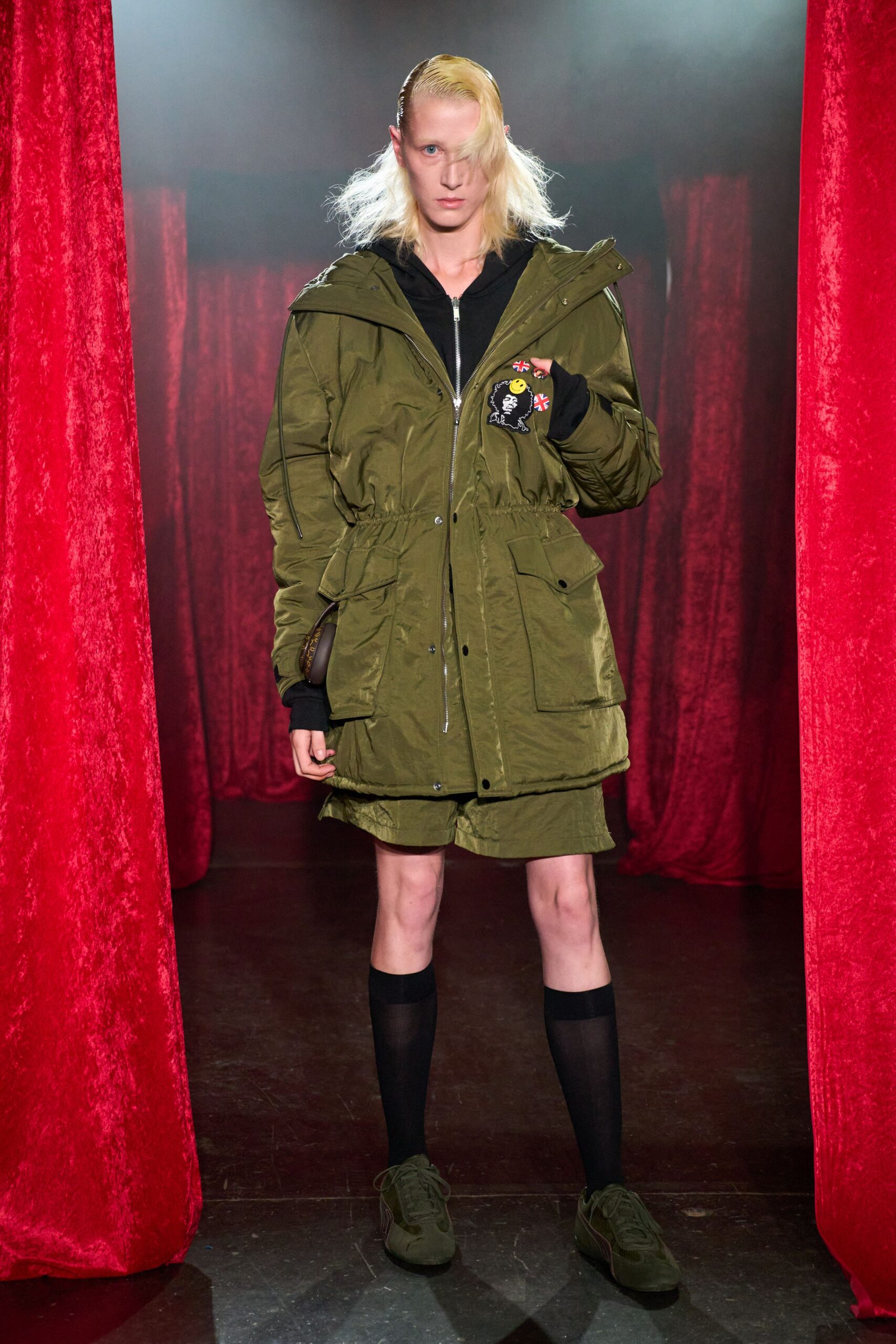 green relaxed coat with skirt