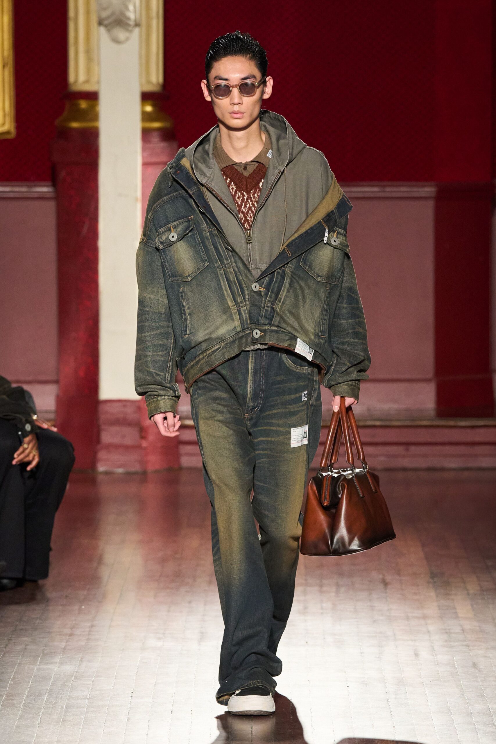 oversized denim jacket with relaxed pants