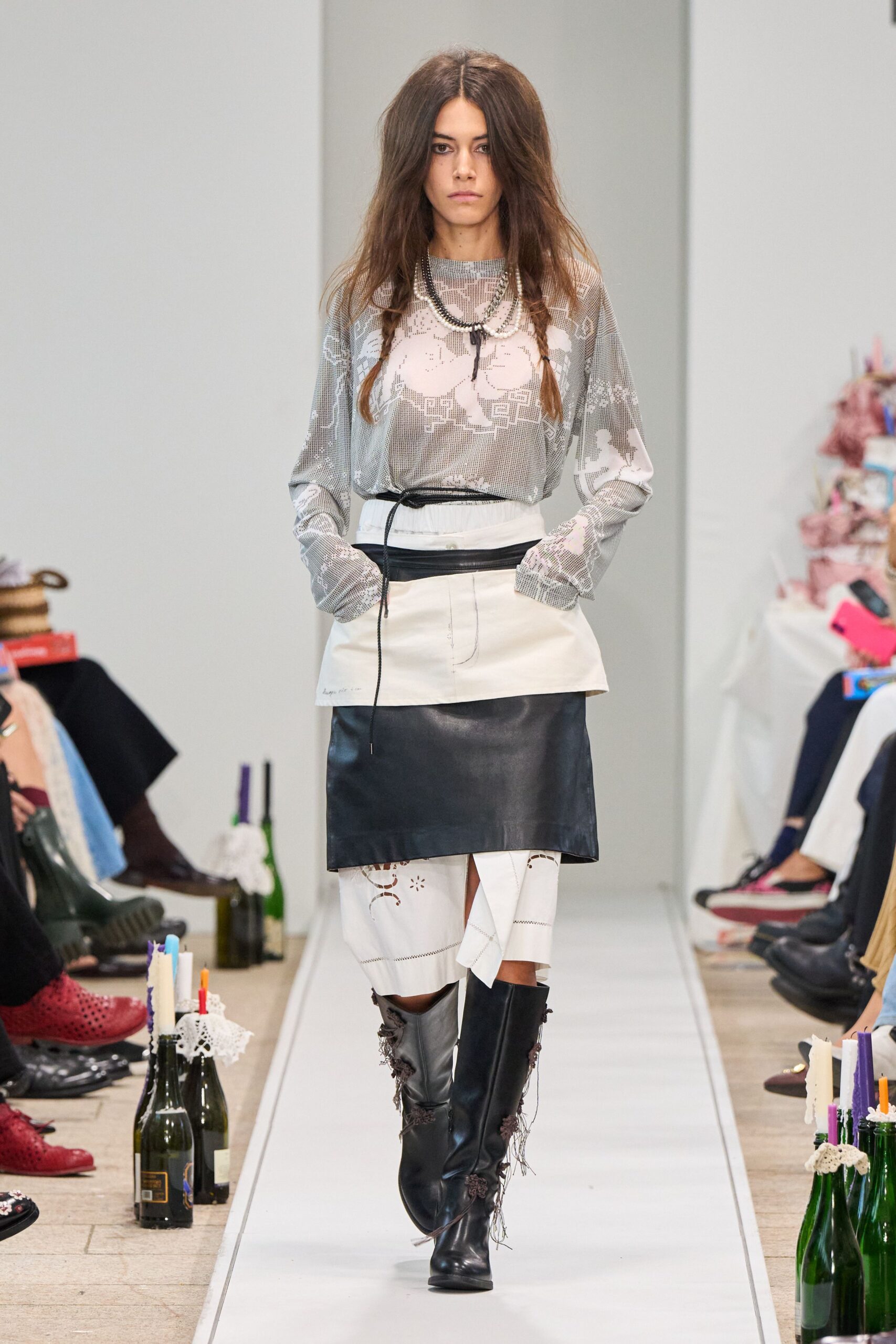 gray silk long-sleeve v-neck fitted textured shiny top