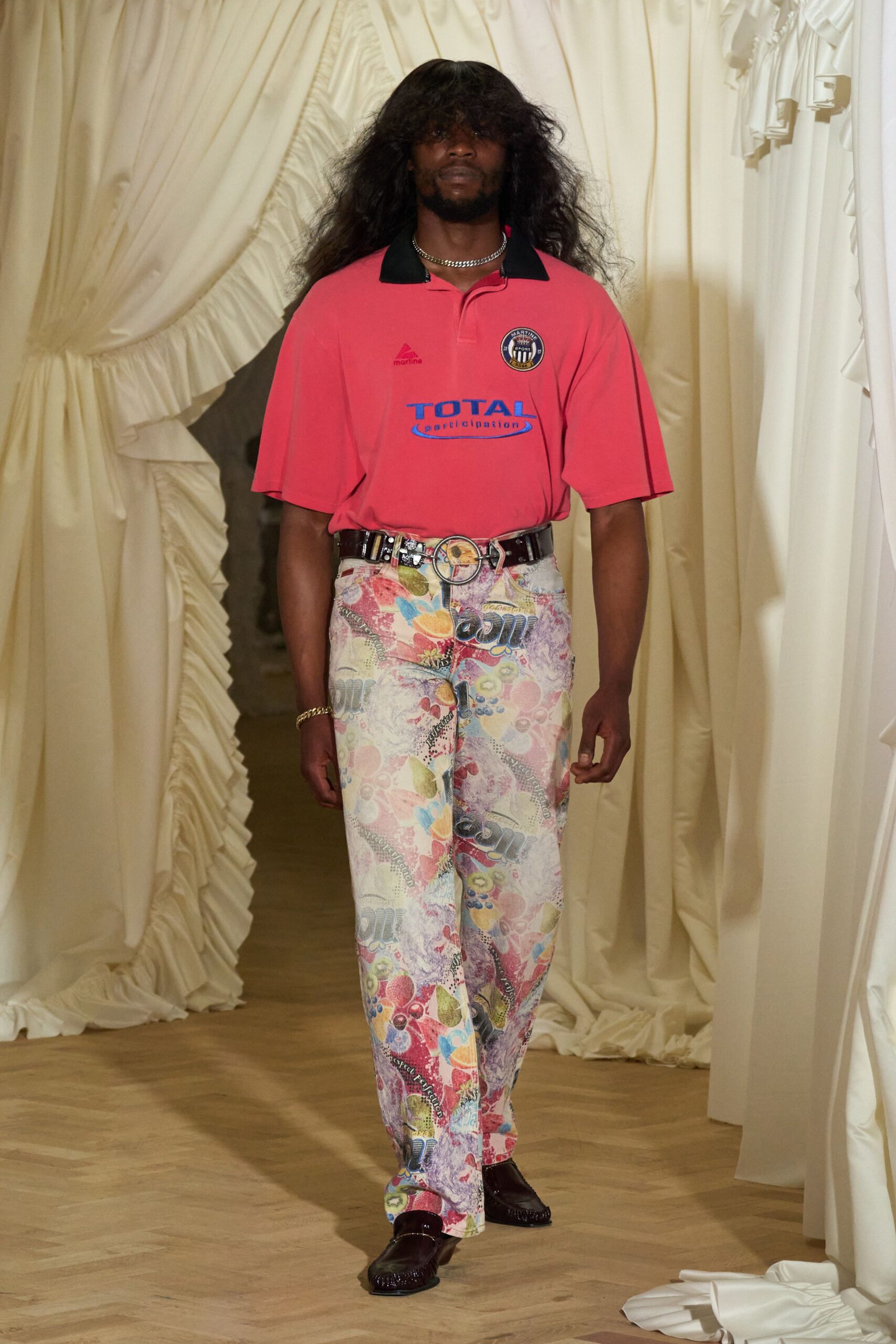 pink cotton short-sleeve collared relaxed printed shirt