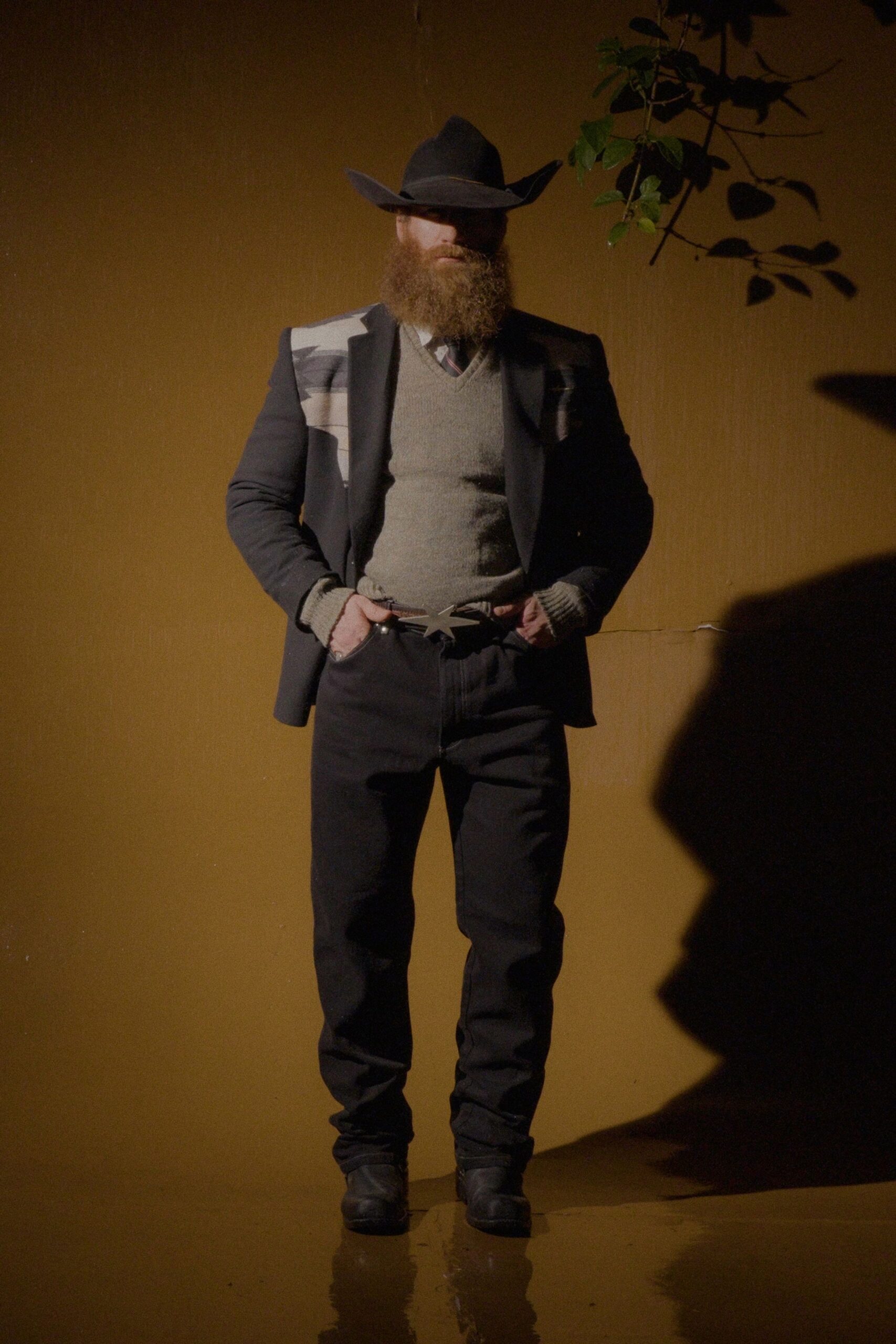 gray wool v-neck fitted sweater