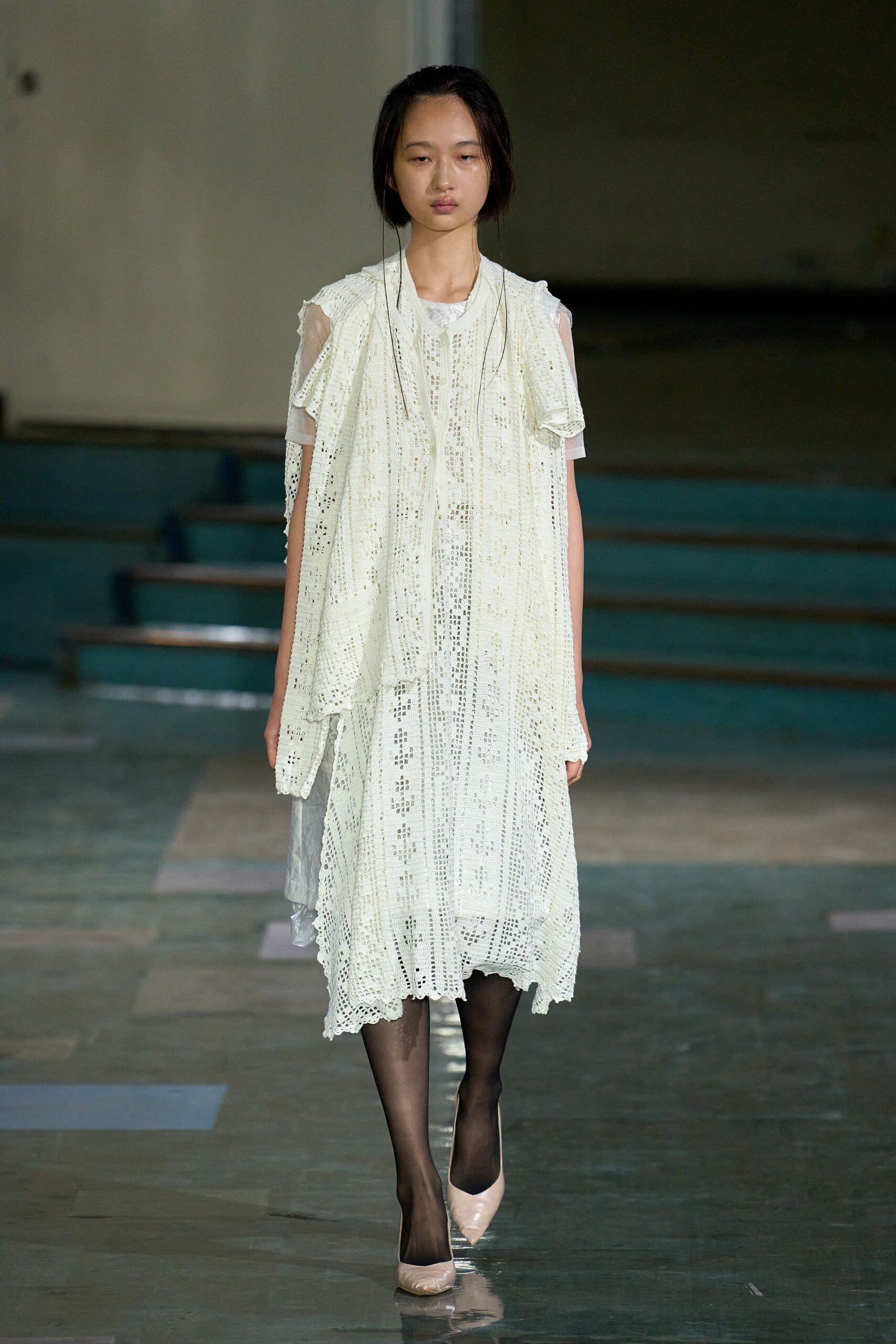 white lace sleeveless v-neck fitted layered sheer dress