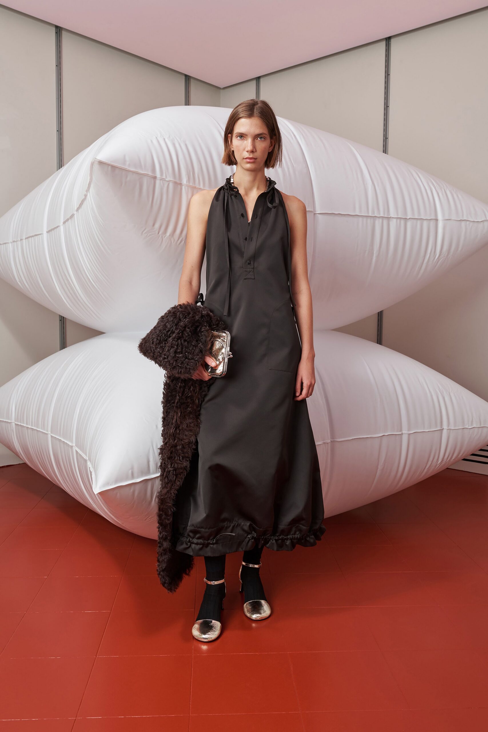 black silk sleeveless maxi dress