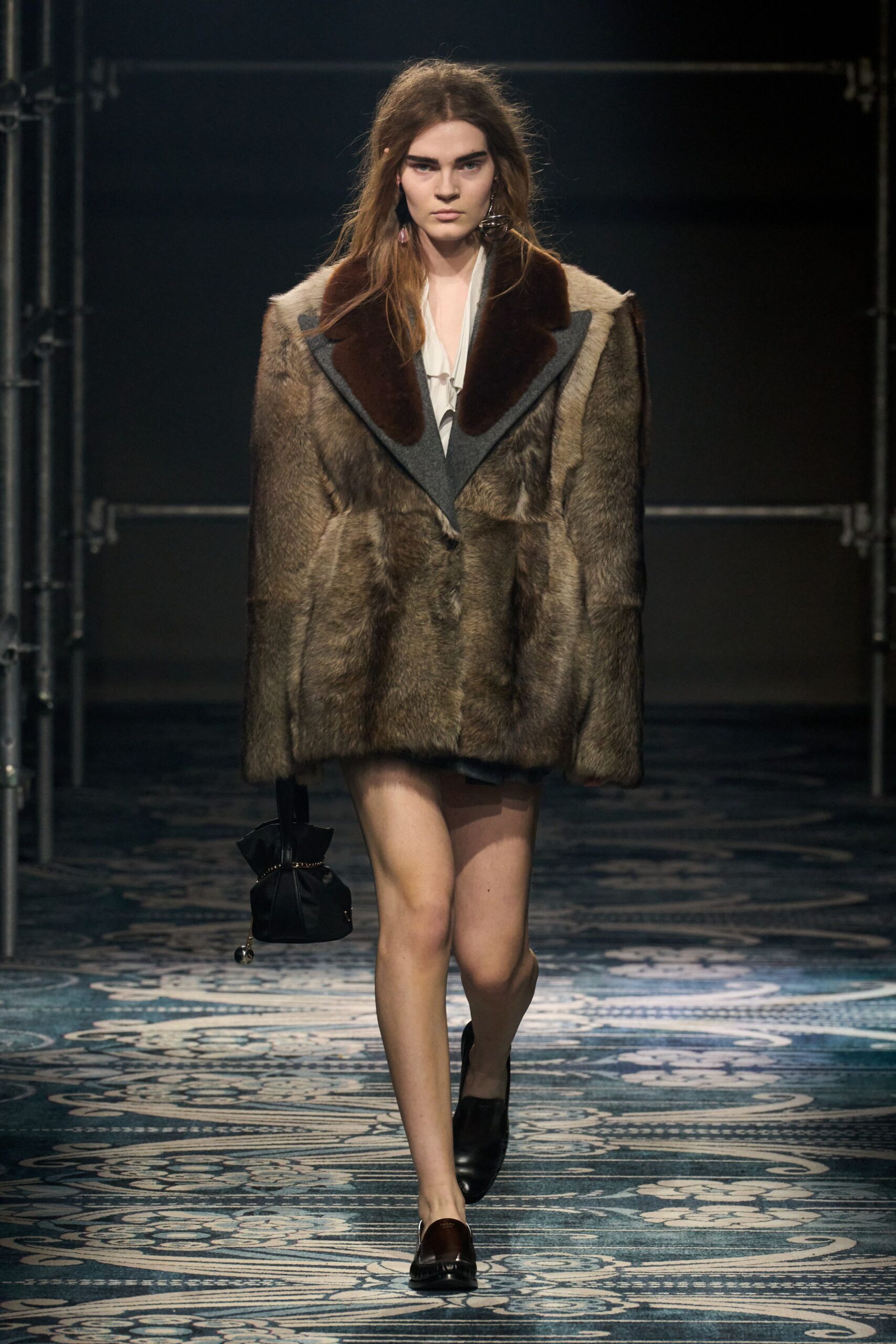 brown fur oversized coat