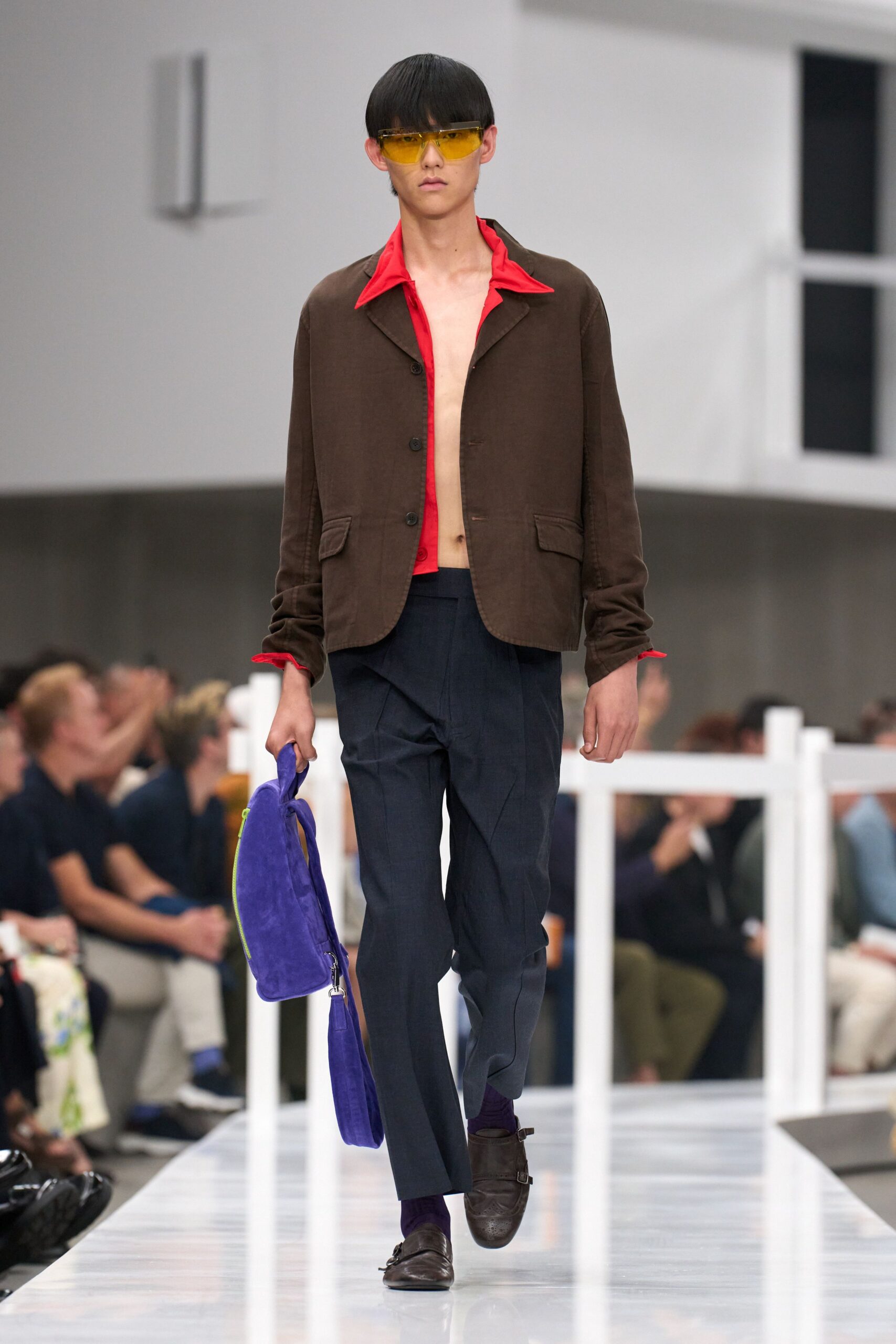 brown cotton short-sleeve collared relaxed jacket
